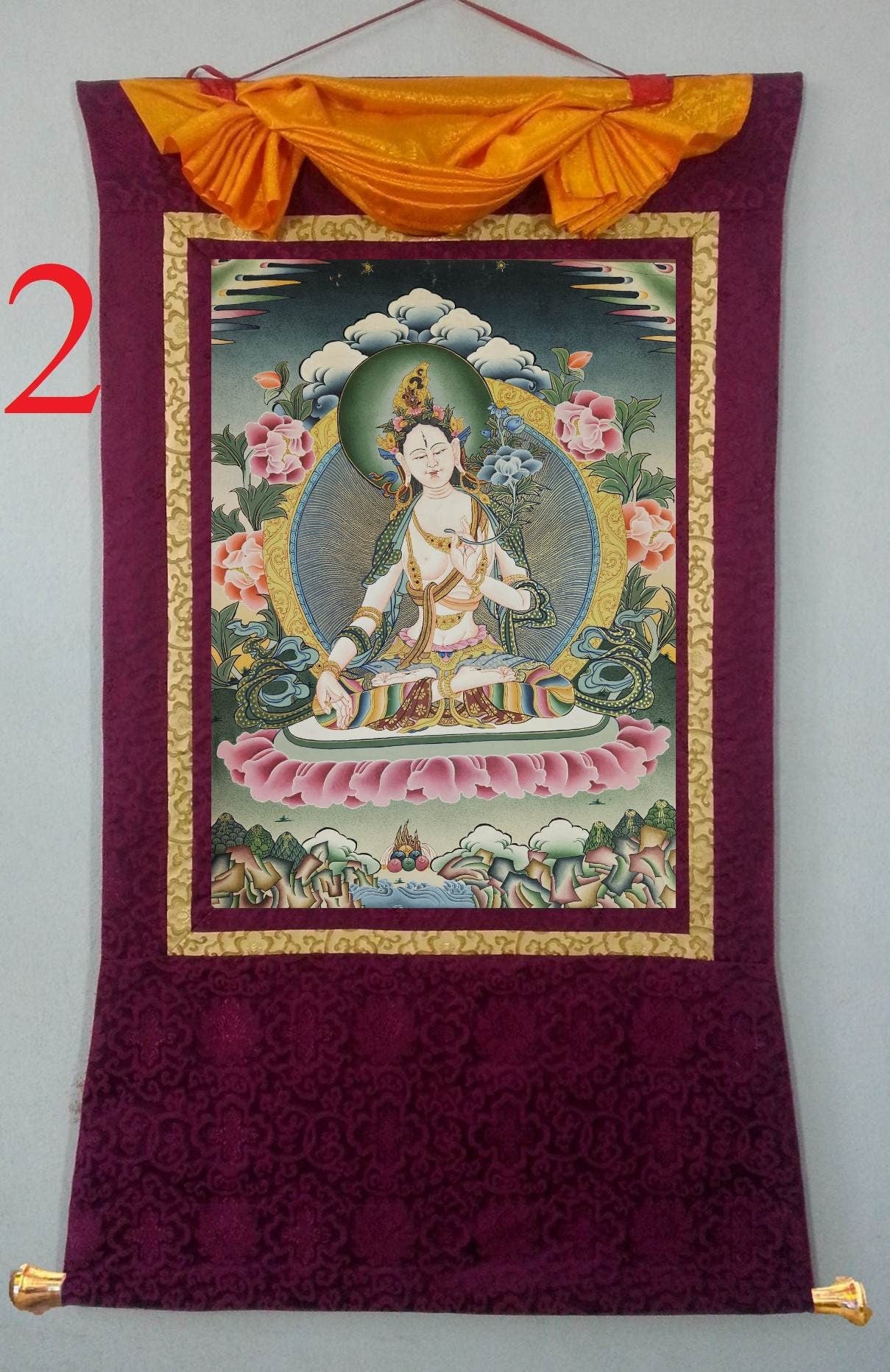 310. White Tara Thangka (Thanka). Free Brocade / Free Shipping.