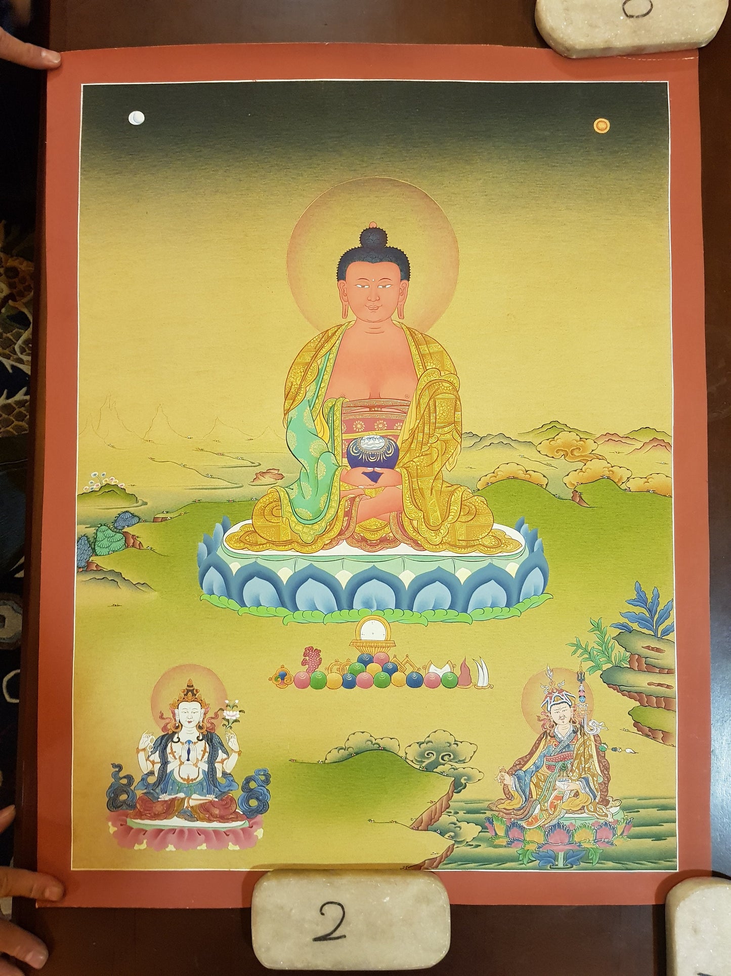 4. Karma Gadri Style Amitabha Buddha Thangka (Thanka). Free Brocade / Free Shipping.