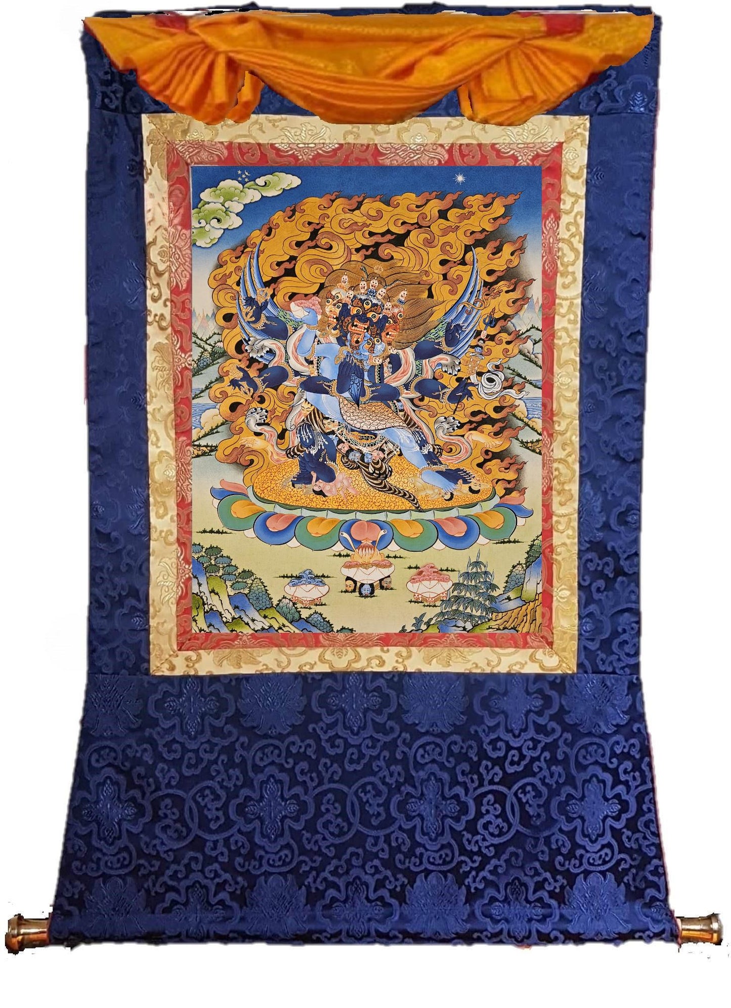 130. Vajra Kilaya (Dorje Phurba) Thanka (Thangka). Free Brocade / Free Shipping.