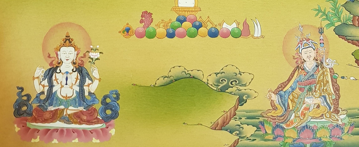 4. Karma Gadri Style Amitabha Buddha Thangka (Thanka). Free Brocade / Free Shipping.