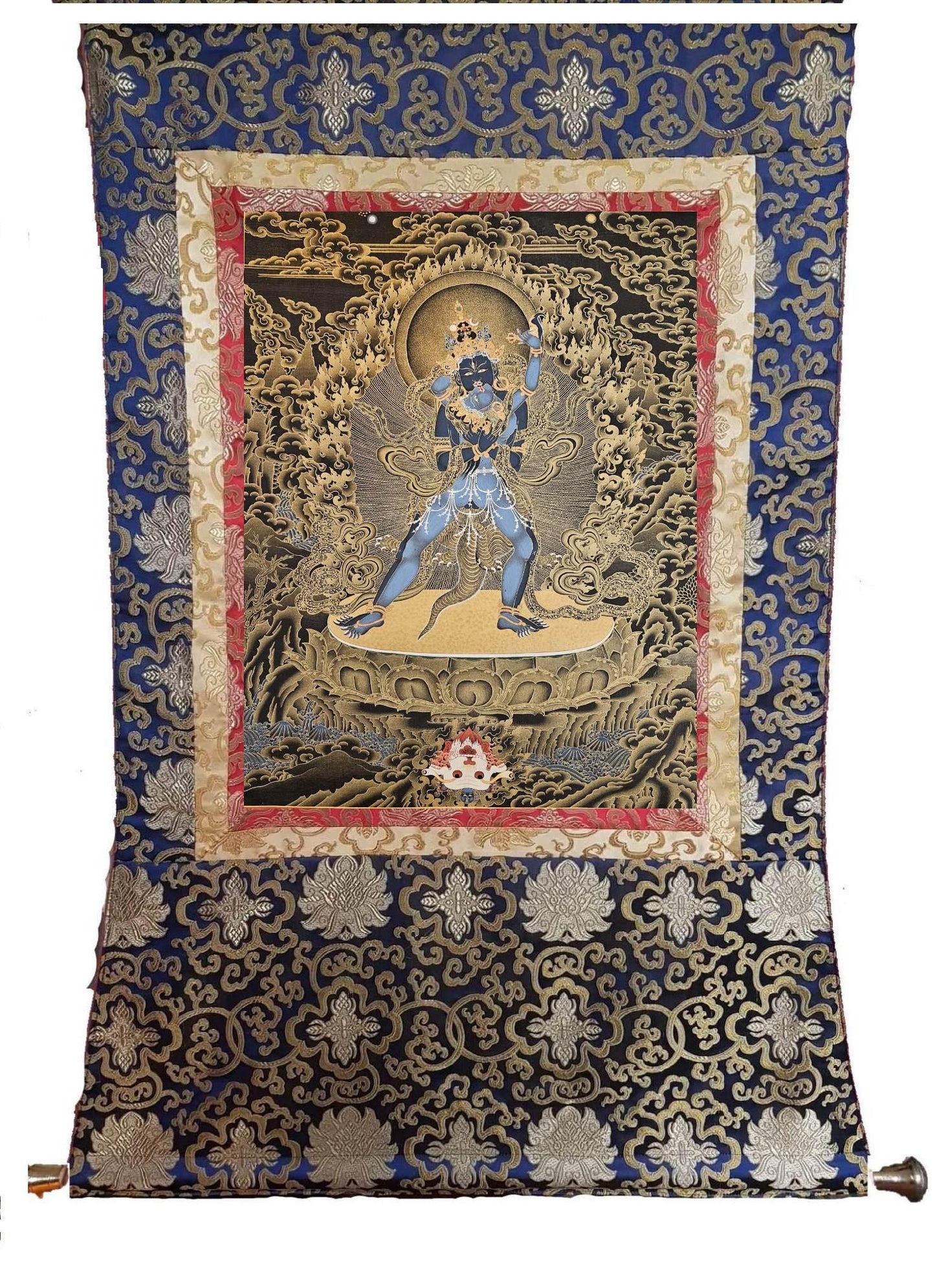 240. Two-Armed Heruka Chakrasamvara with Consort Thangka (Thanka). Free Brocade / Free Shipping.