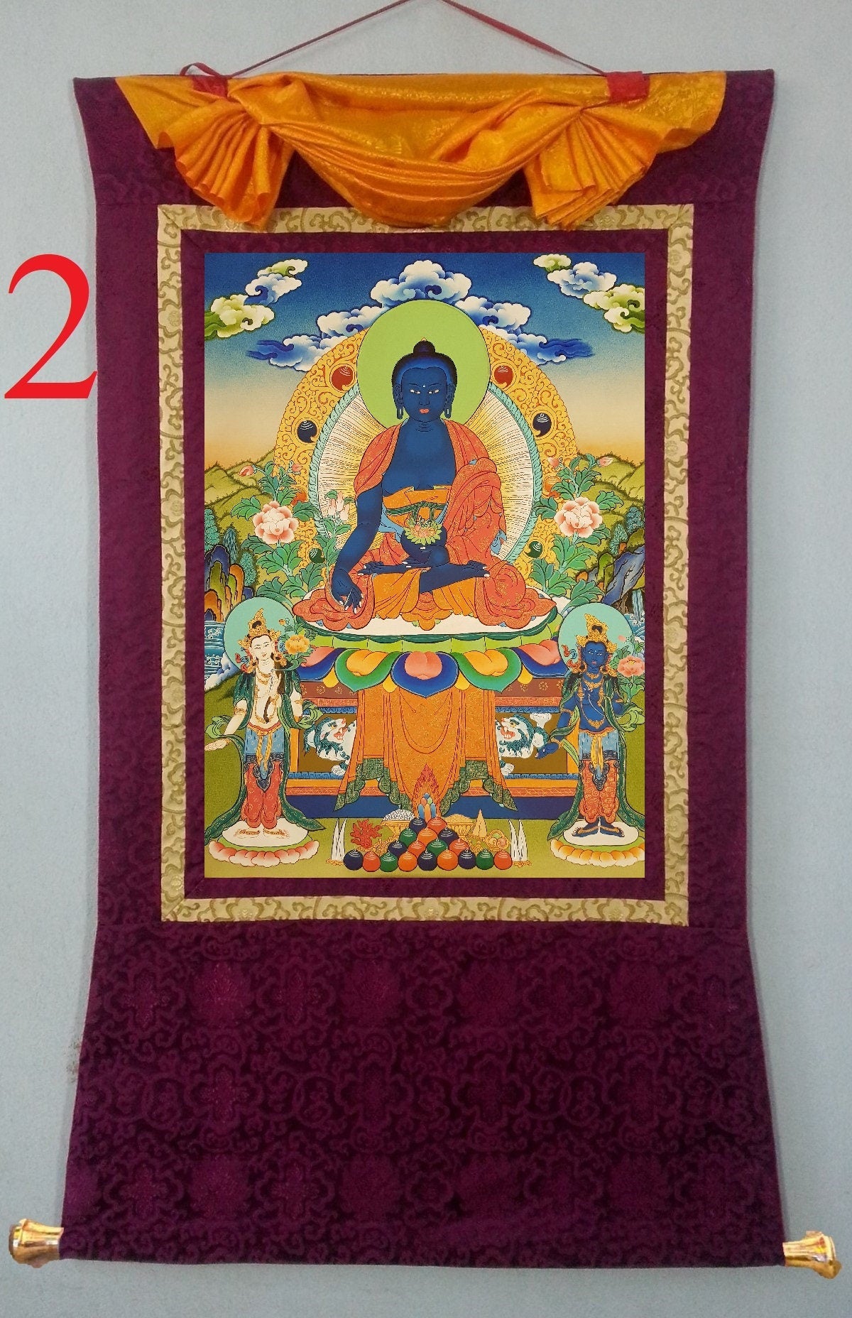 86. Medicine Buddha Thanka (Thangka). Free Brocade / Free Shipping.