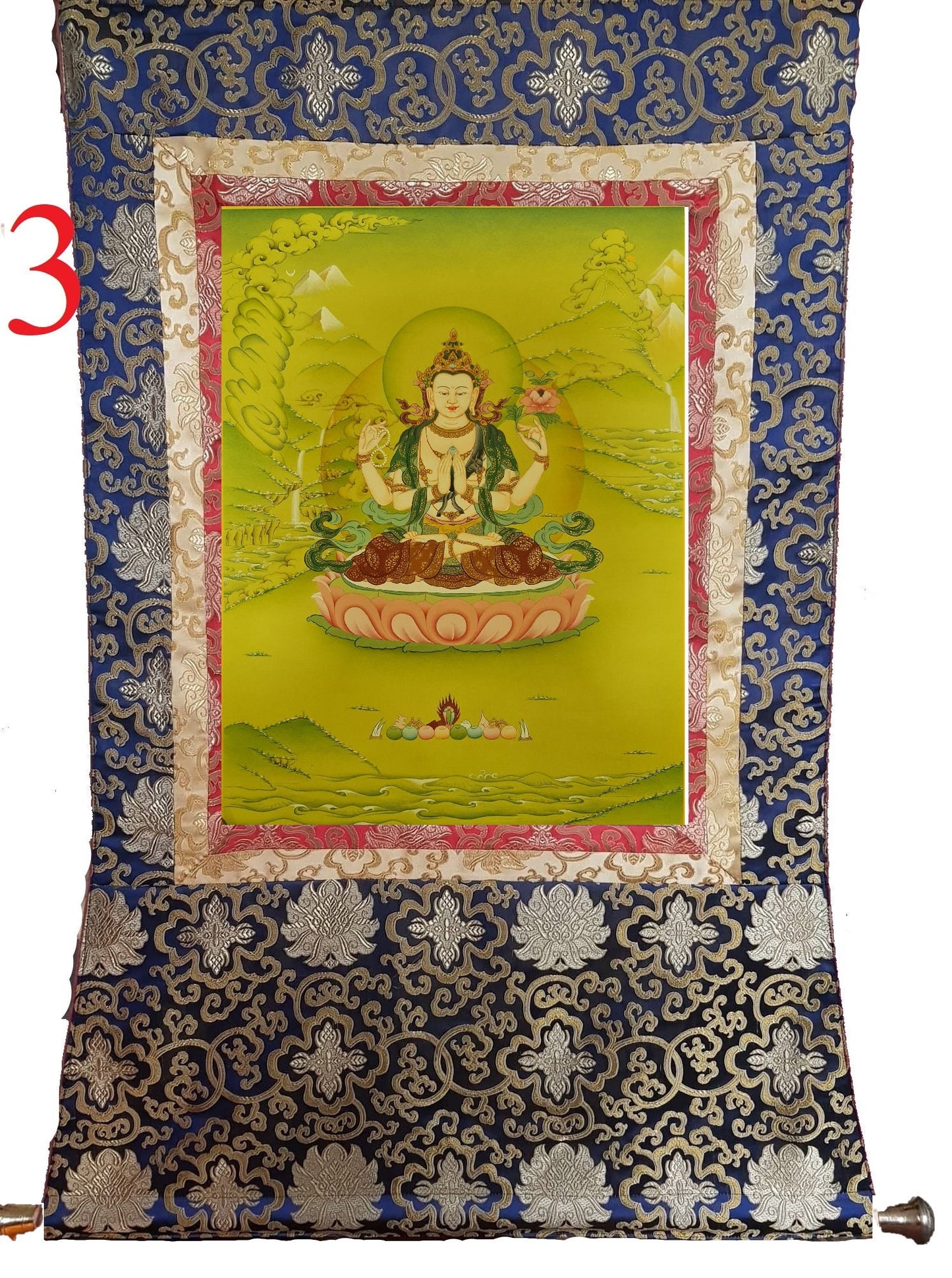 39. Chenrezig Thangka (Thanka). Free Brocade / Free Shipping.