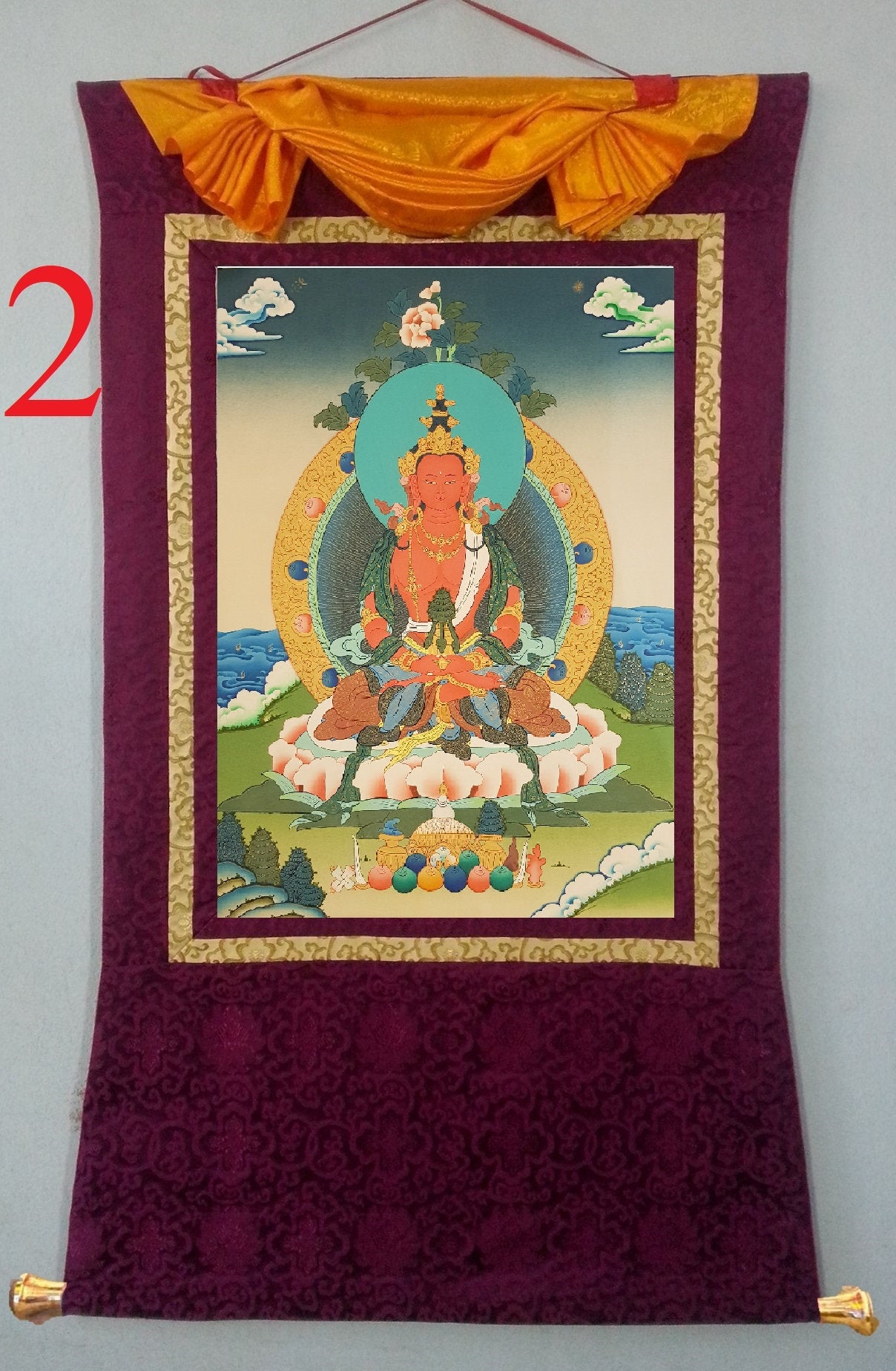 30. Amitayus Thangka (Thanka). Free Brocade / Free Shipping.