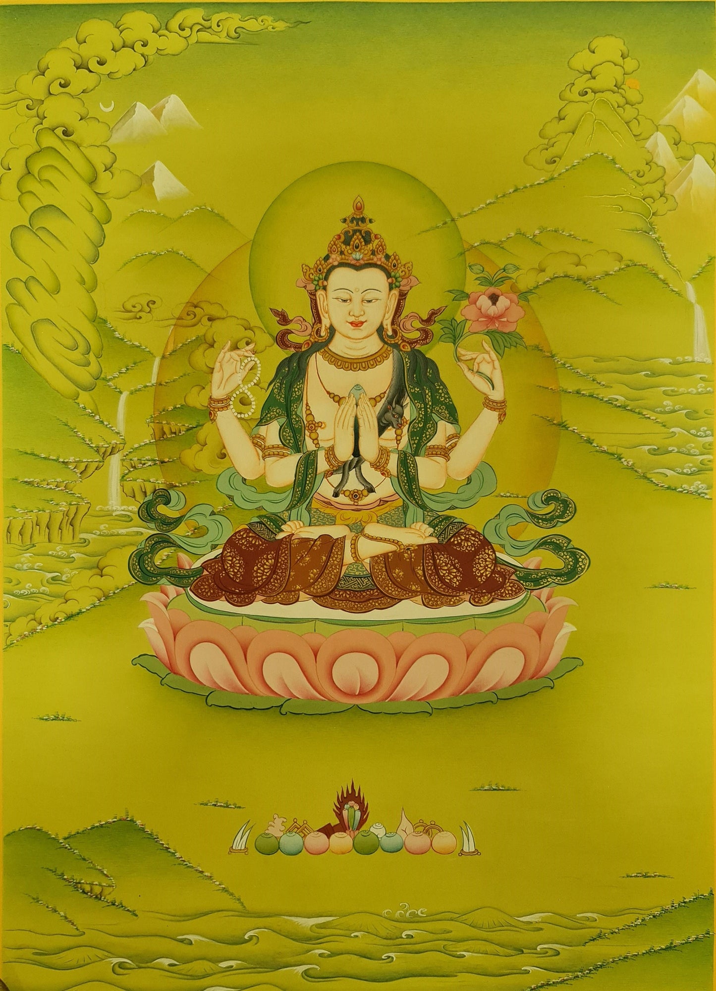 39. Chenrezig Thangka (Thanka). Free Brocade / Free Shipping.