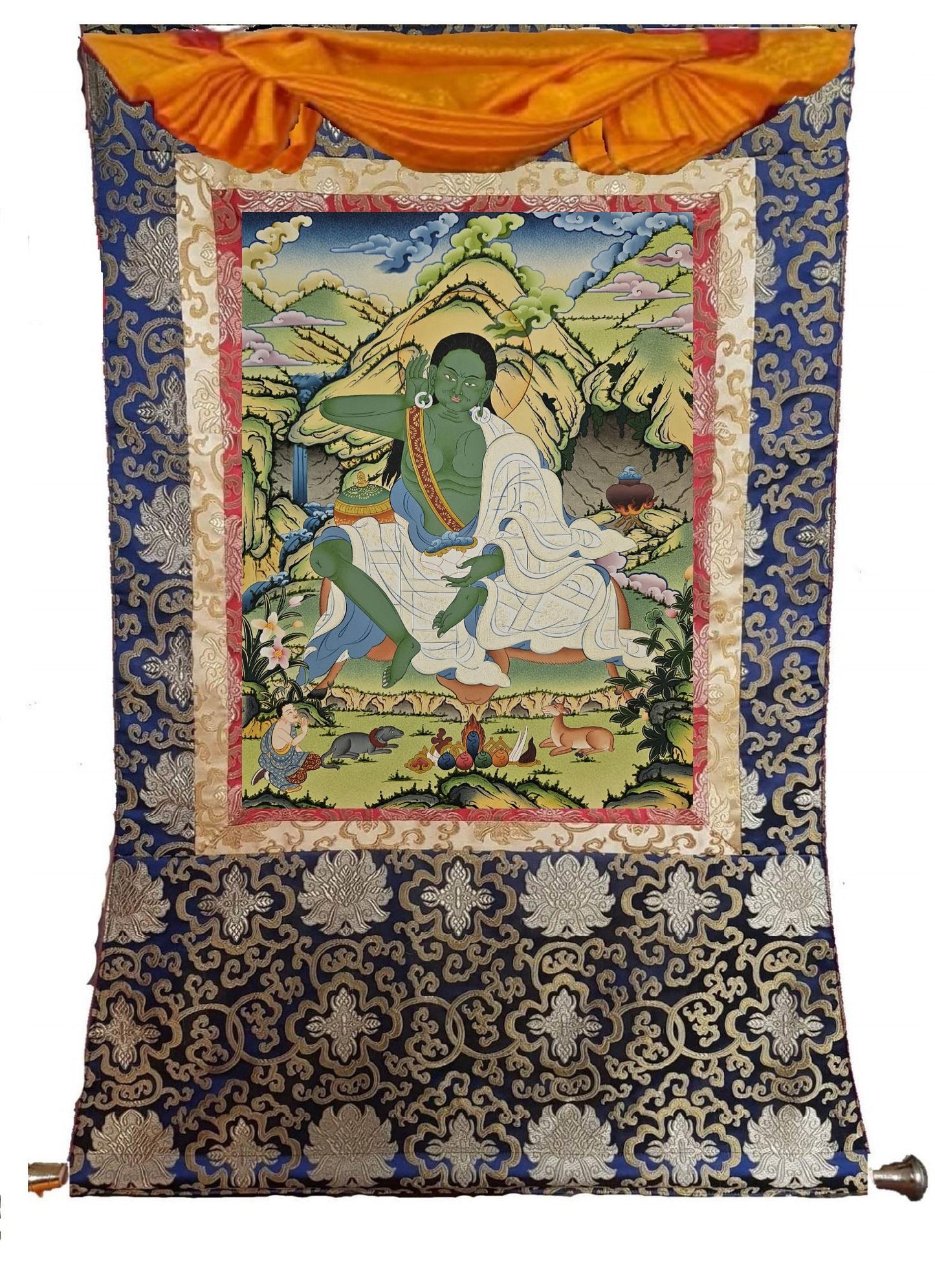 398. Milarepa Thangka (Thanka). Free Brocade / Free Shipping.