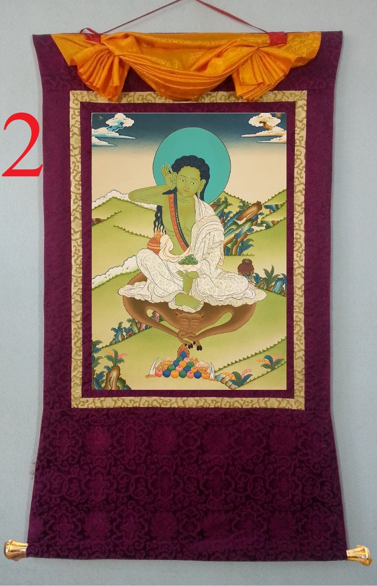 95. Milarepa Thangka (Thanka). Free Brocade / Free Shipping.