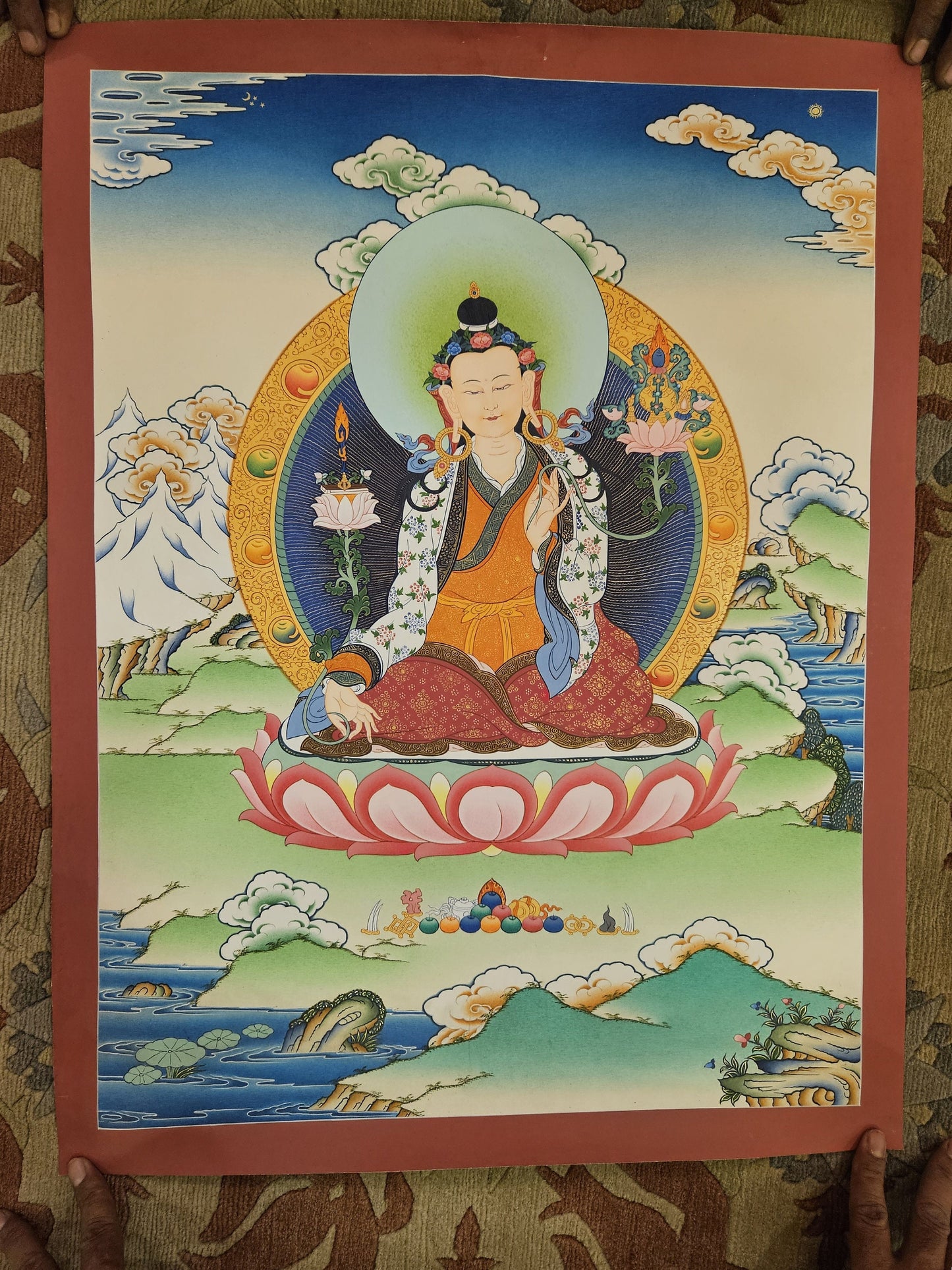316. Yuthok the Elder "Father of Sowa Rigpa" Thangka (Thanka). Free Brocade / Free Shipping.