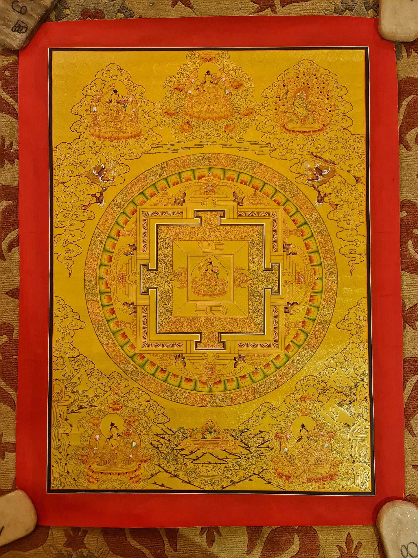 215. Manjushree (Manjushri) Mandala Thangka (Thanka). Free Brocade / Free Shipping.