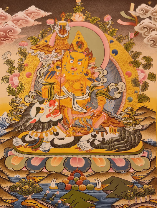 179. Namtoshe Jambhala or Zambhala Thangka (Thanka). Free Brocade / Free Shipping.