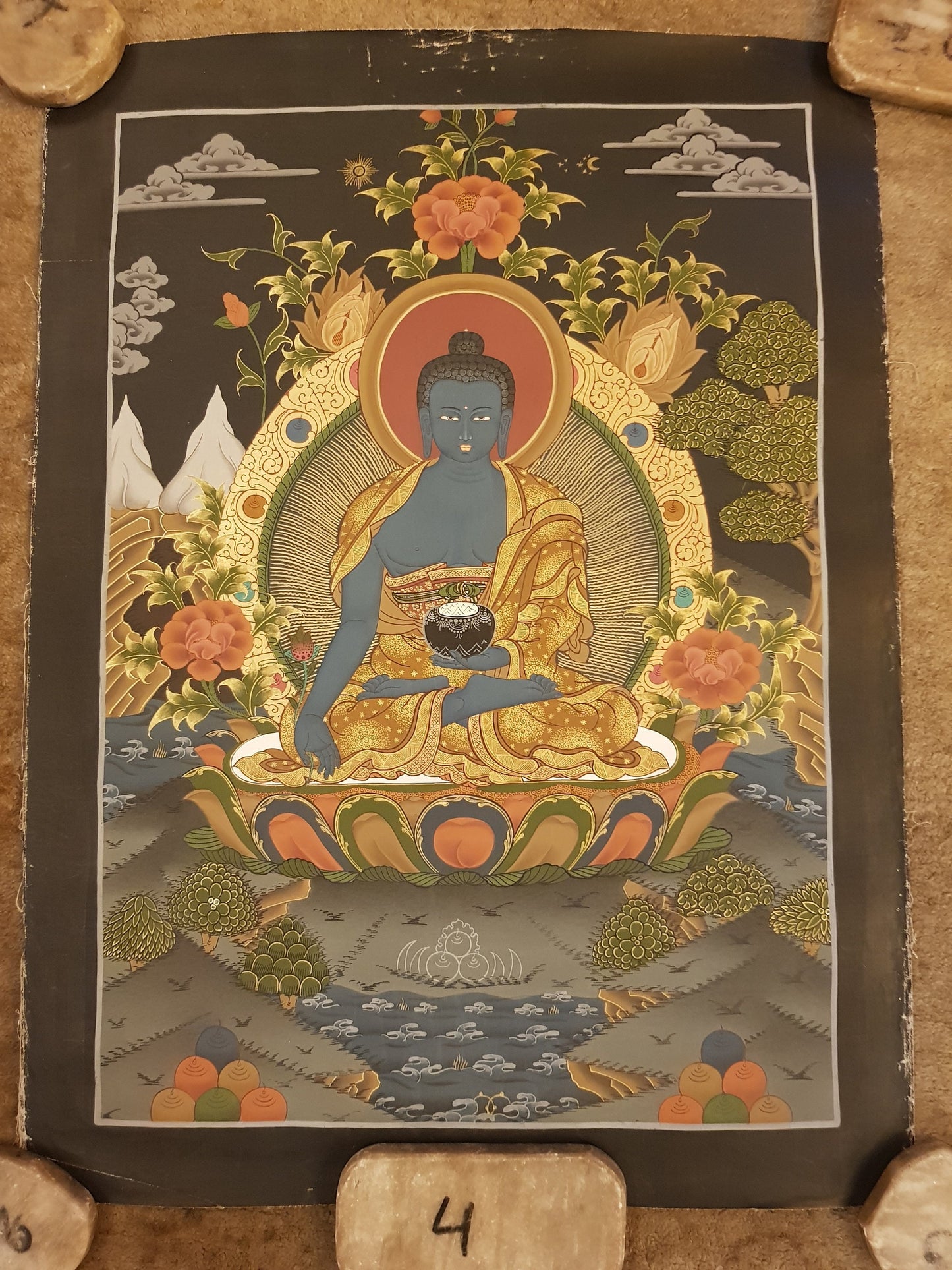89. Medicine Buddha Thanka (Thangka). Free Brocade / Free Shipping.