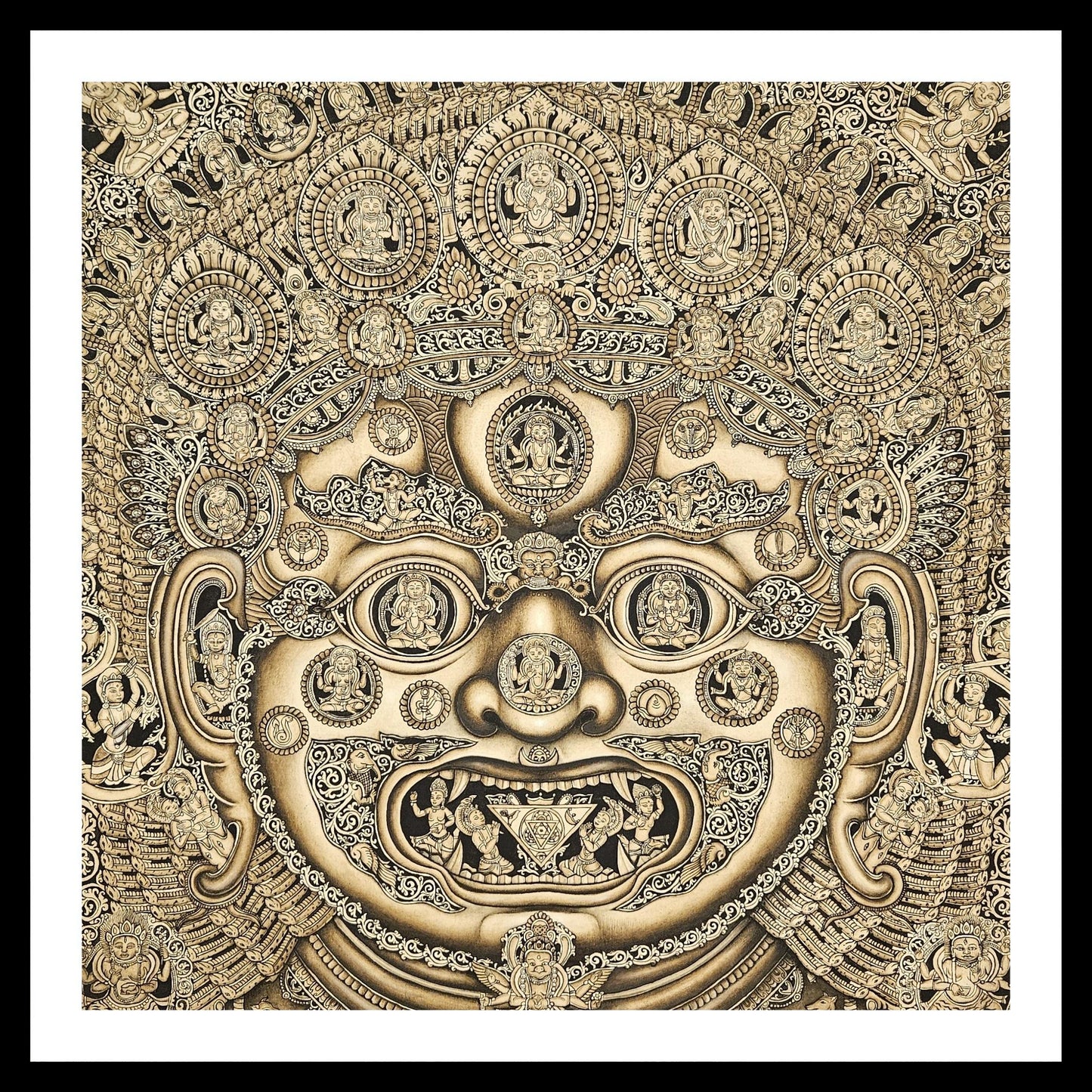 403. Mask of Bhairava Mahakala Paucha Newari Art Thanka (Thangka). Free Shipping.