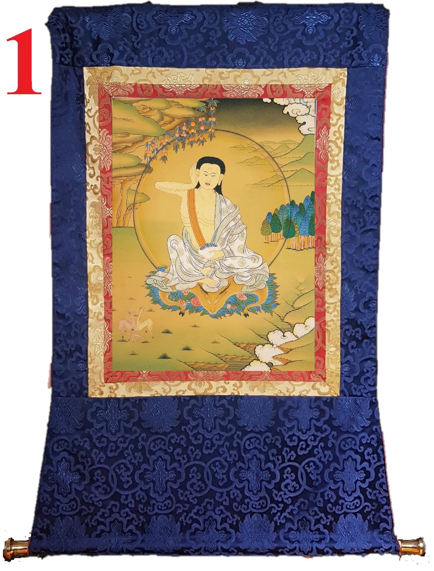 97. Milarepa Thangka (Thanka). Free Brocade / Free Shipping.