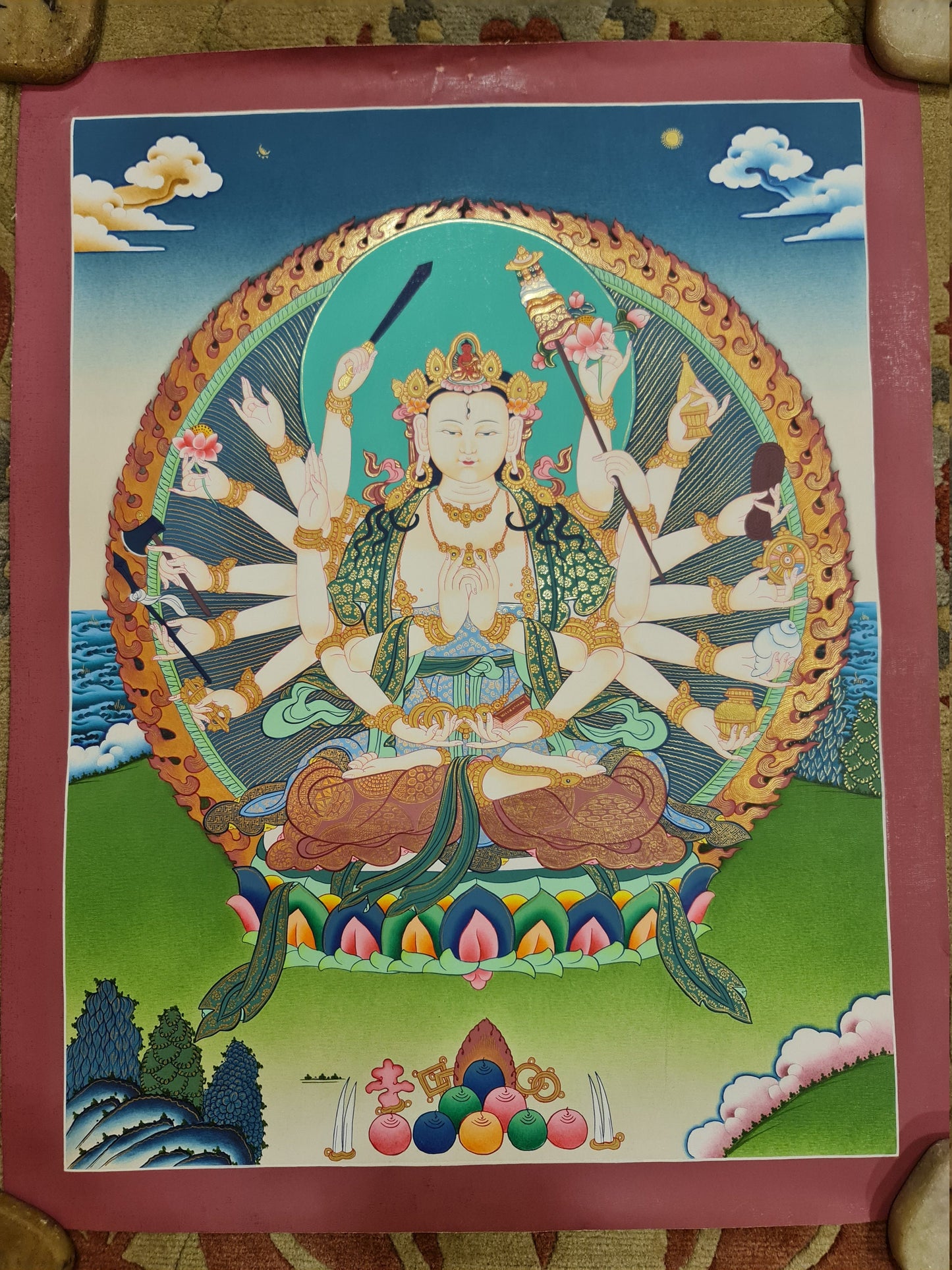 177. Cundi (Chundi) Bodhisattva Thangka (Thanka). Free Brocade / Free Shipping.