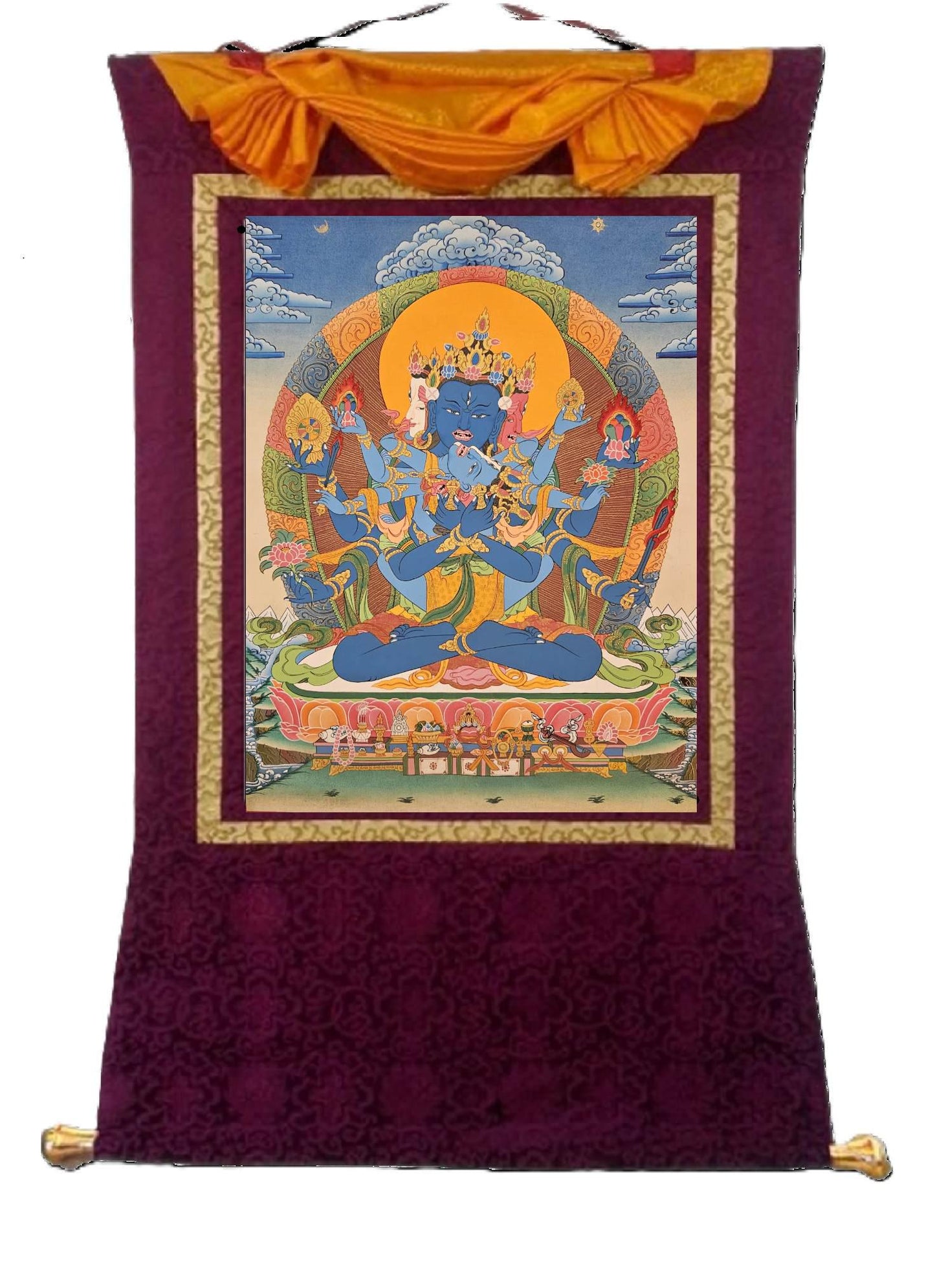 59. Akshobhyavajra Guhyasamaja Thangka (Thanka). Free Brocade / Free Shipping.