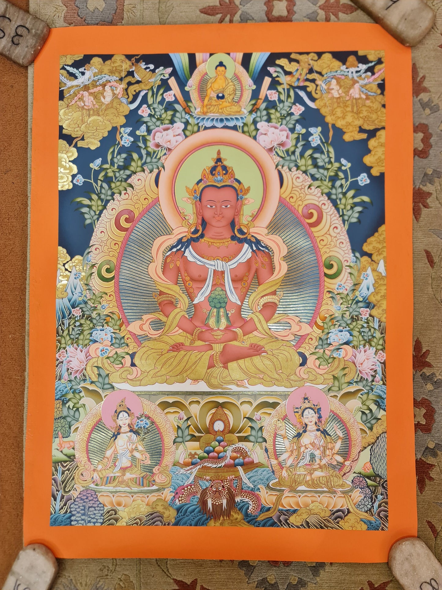 257. Amitayus Thangka (Thanka). Free Brocade / Free Shipping.