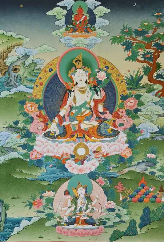 187. White Tara Thangka (Thanka). Free Brocade / Free Shipping.