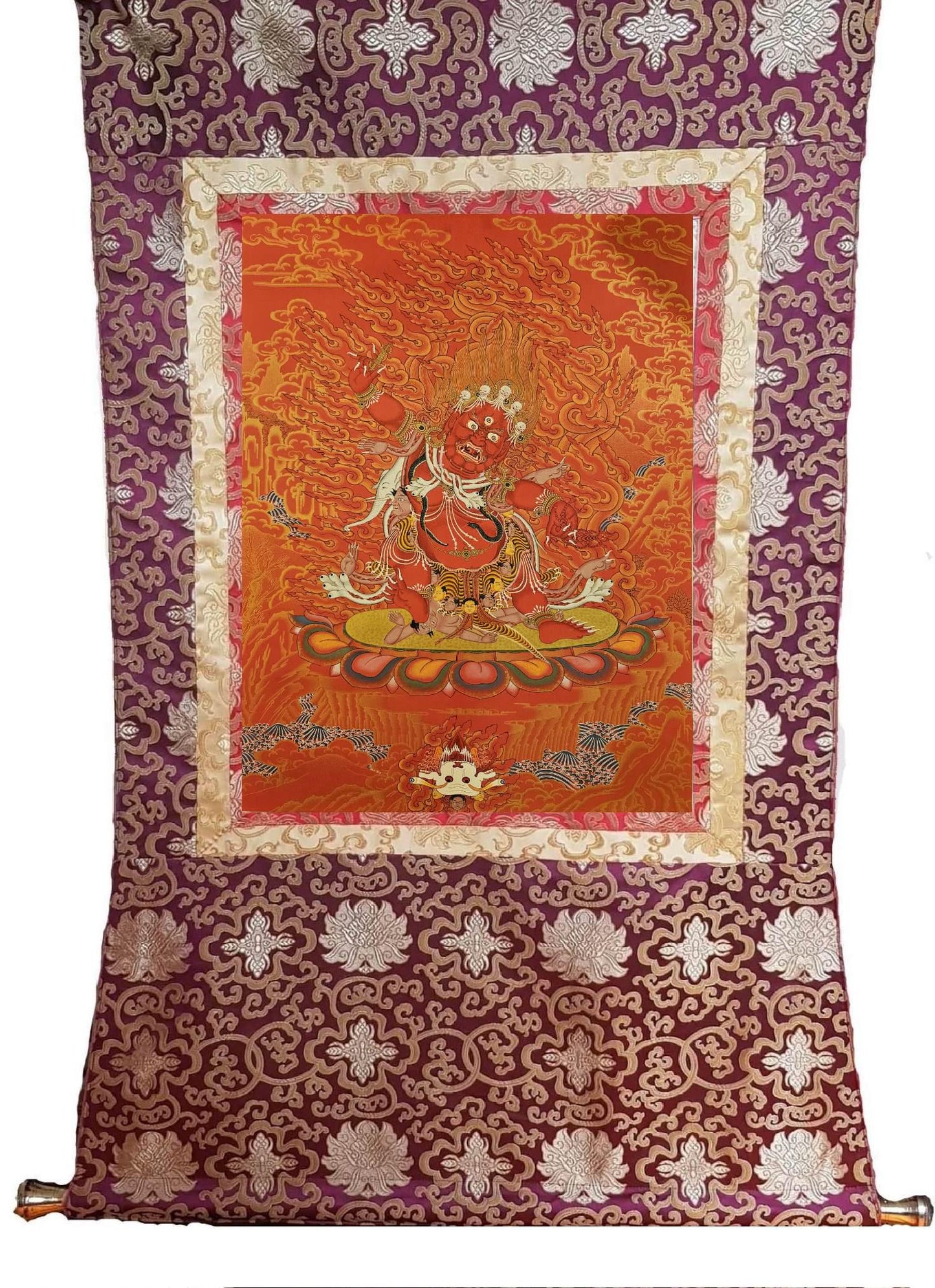 19. Guru Dragpo Thangka (Thanka) Painting. Free Brocade / Free Shipping.