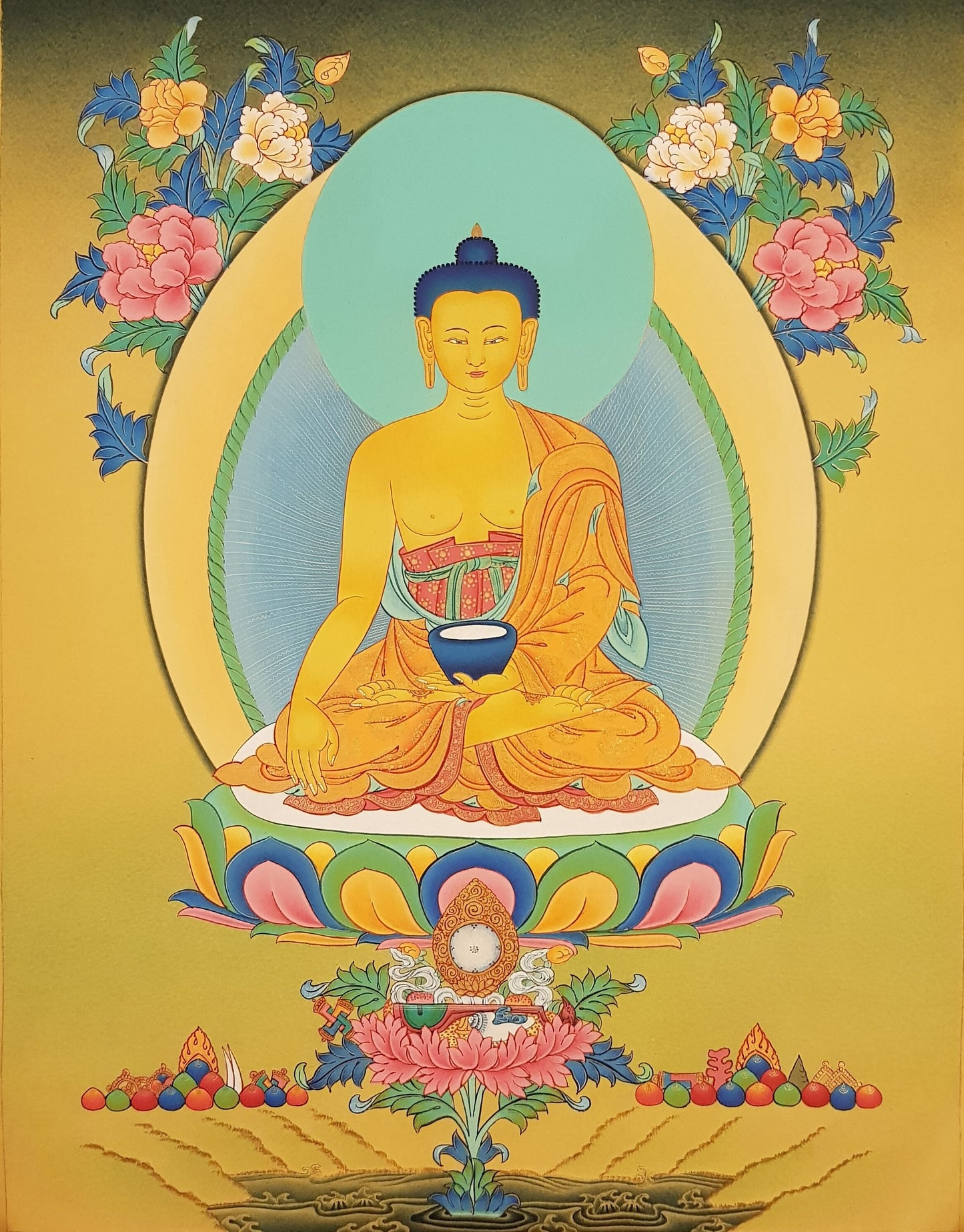 116. Shakyamuni Buddha Thangka (Thanka). Free Brocade / Free Shipping.