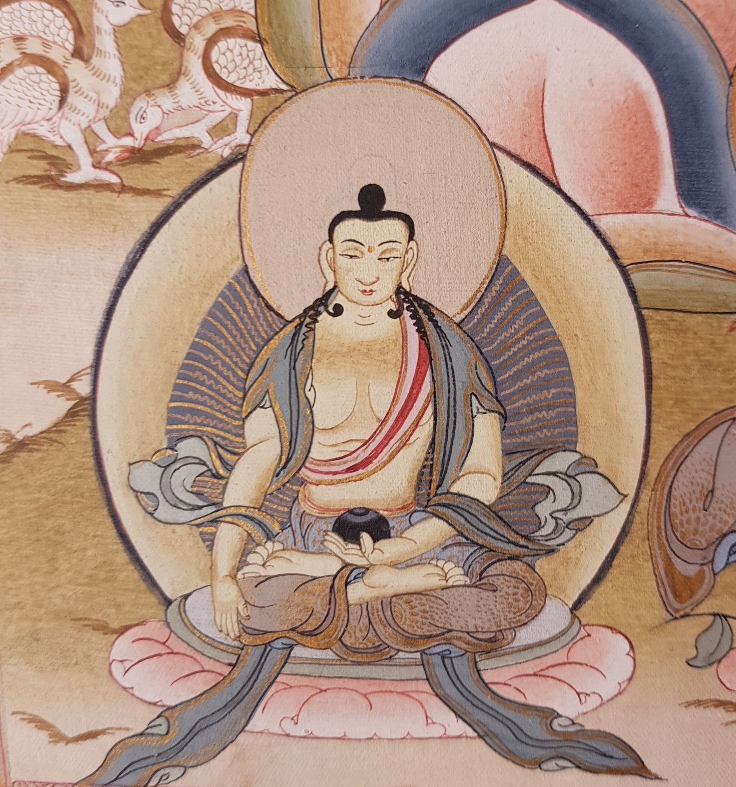 135. Vajrasattva Consort Tibetan Thangka (Thanka) Painting. Free Brocade / Free Shipping.