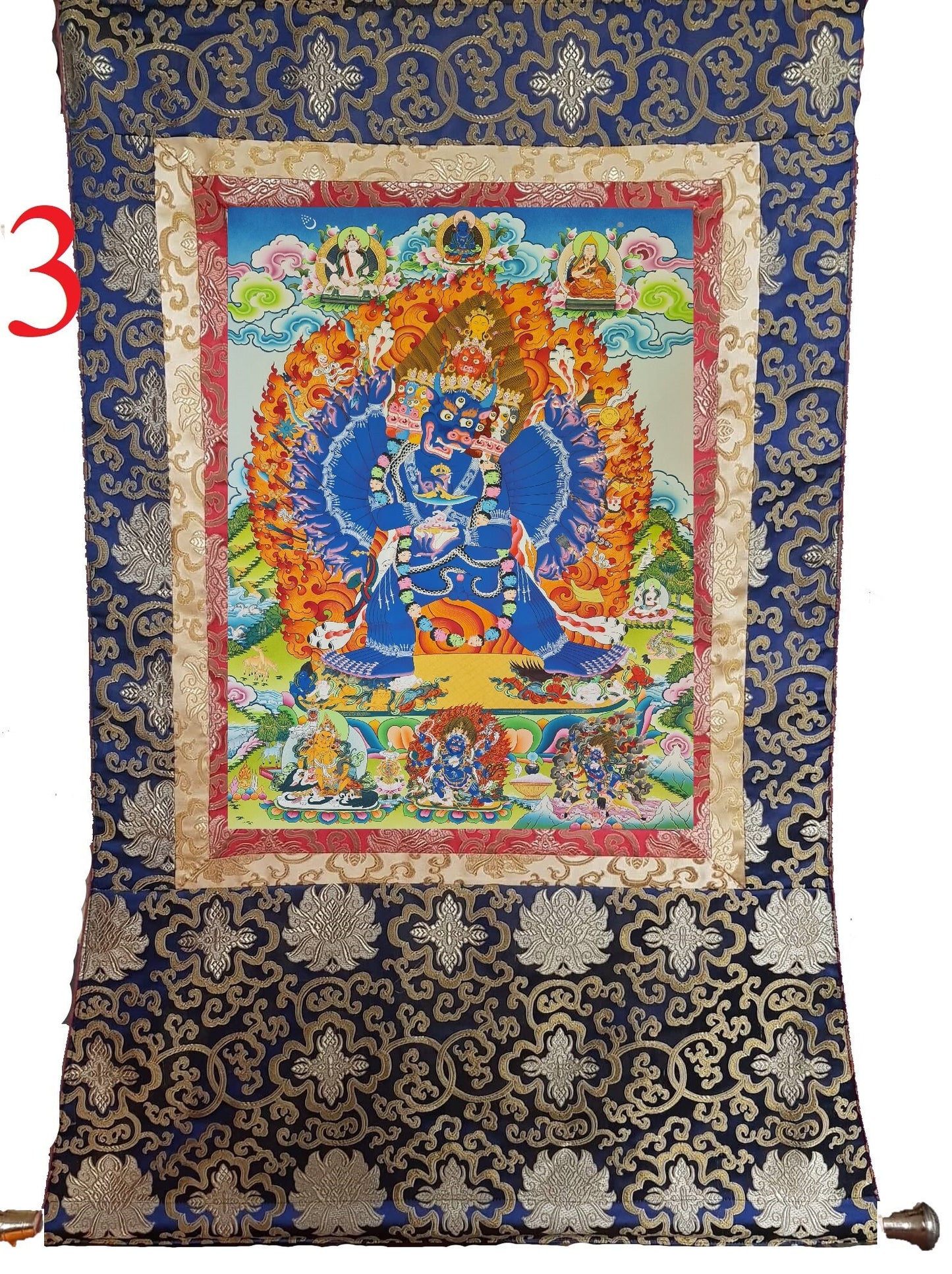 186. Yamantaka Thanka (Thangka).  Free Brocade / Free Shipping.