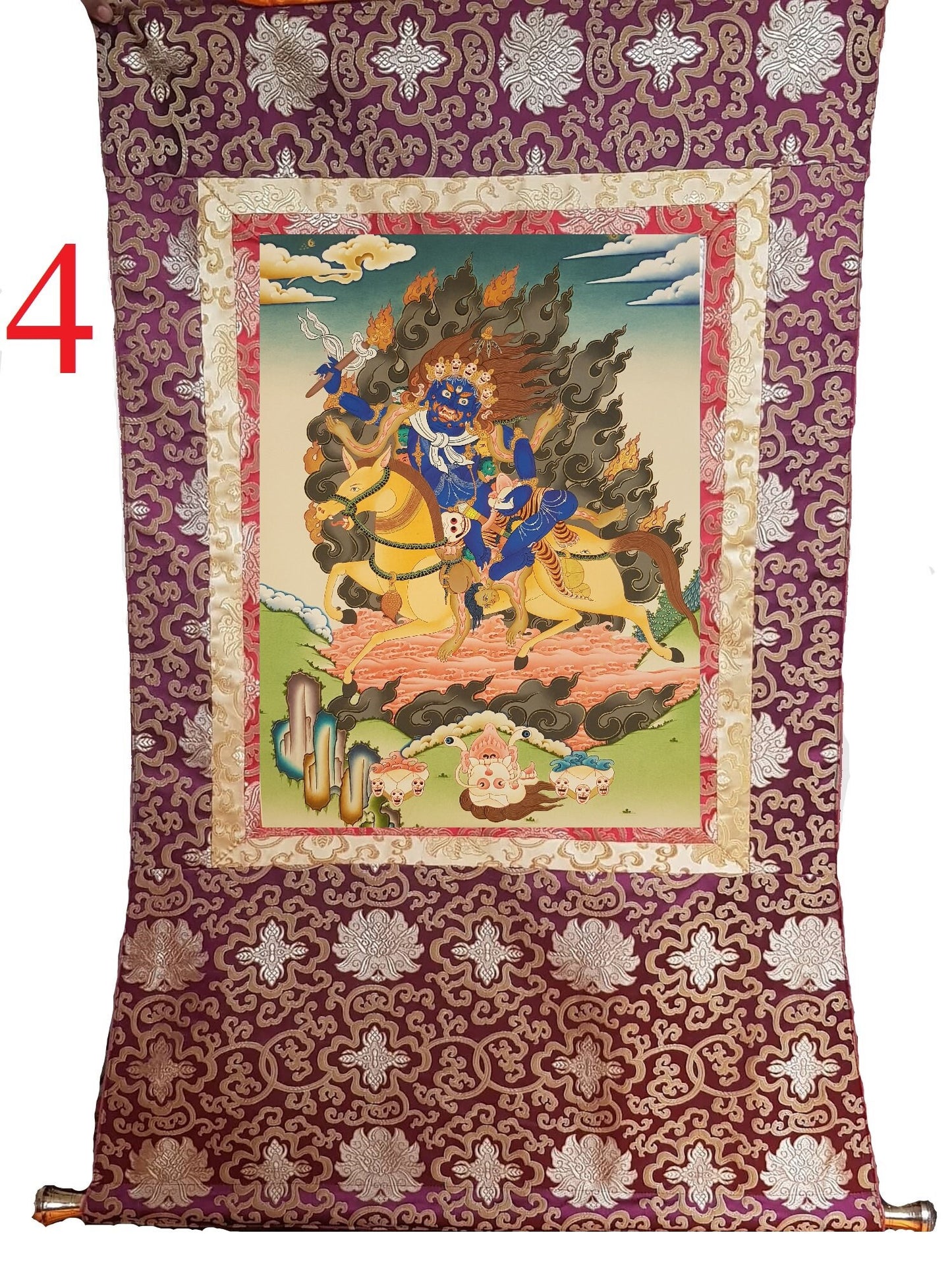 100. PALDEN LHAMO Thangka (Thanka).  Free Brocade / Free Shipping.