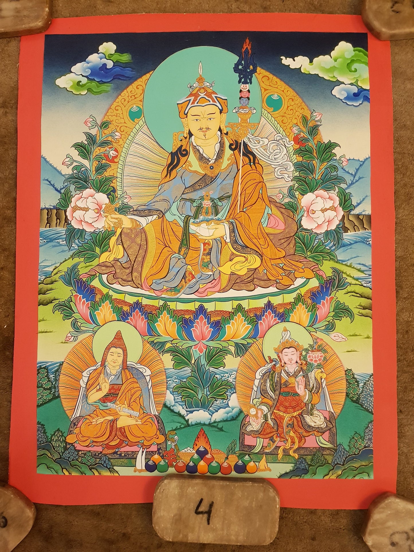 66. Guru Rinpoche Padmasambhava Thanka (Thangka). Free Brocade / Free Shipping.