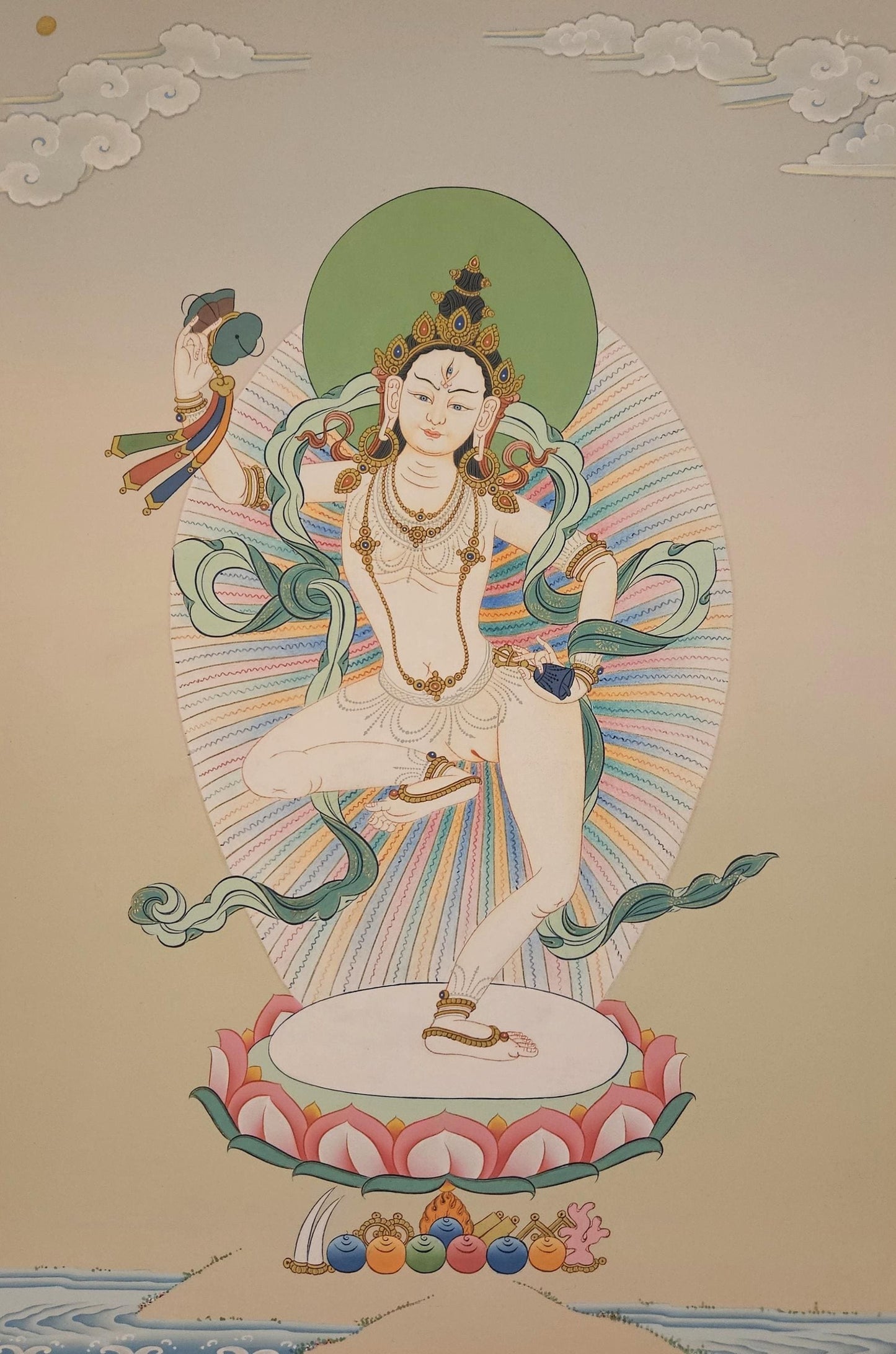 120. Machig Labdron for Chod Practice Thangka (Thanka). Free Brocade / Free Shipping.
