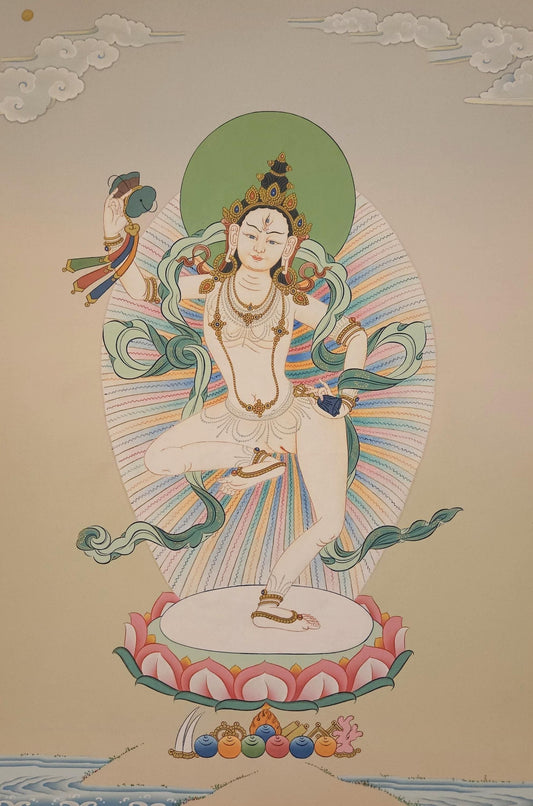120. Machig Labdron for Chod Practice Thangka (Thanka). Free Brocade / Free Shipping.