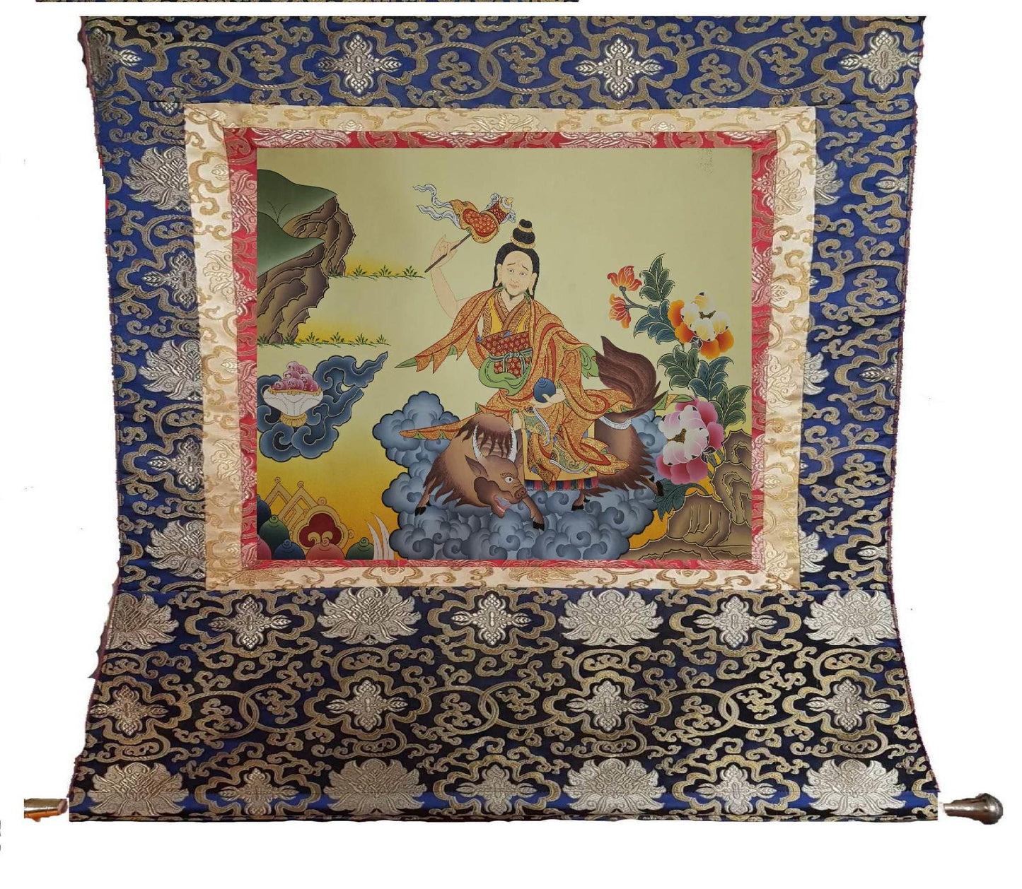 358. Genyan (Protector of Thrangu Rinpoche’s Monastery) Thangka (Thanka). Free Brocade / Free Shipping.