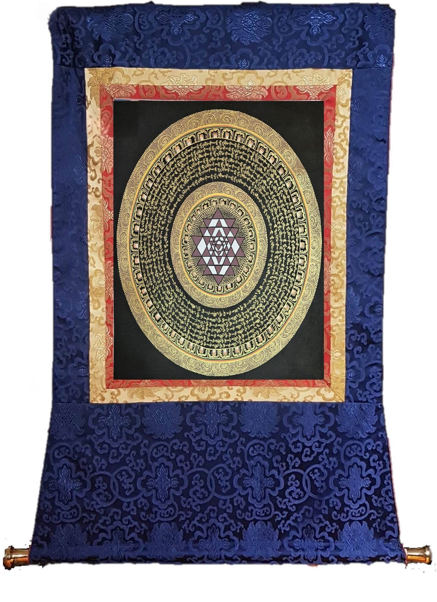 352. Mantra Mandala with Sriyantra Thangka (Thanka). Free Brocade / Free Shipping.