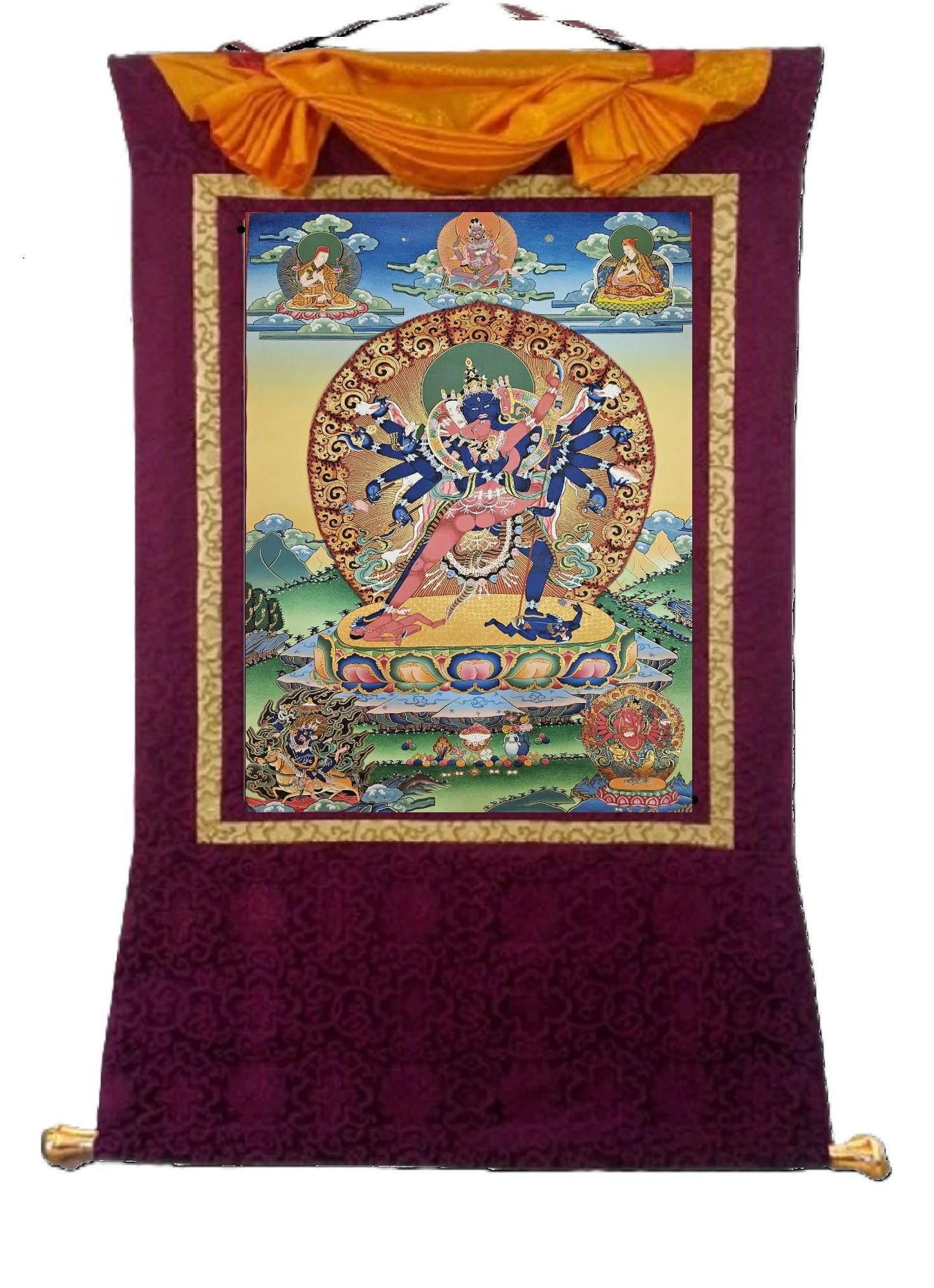 363. 12 Arm Chakrasamvara Thanka (Thangka) Painting. Free Brocade / Free Shipping.