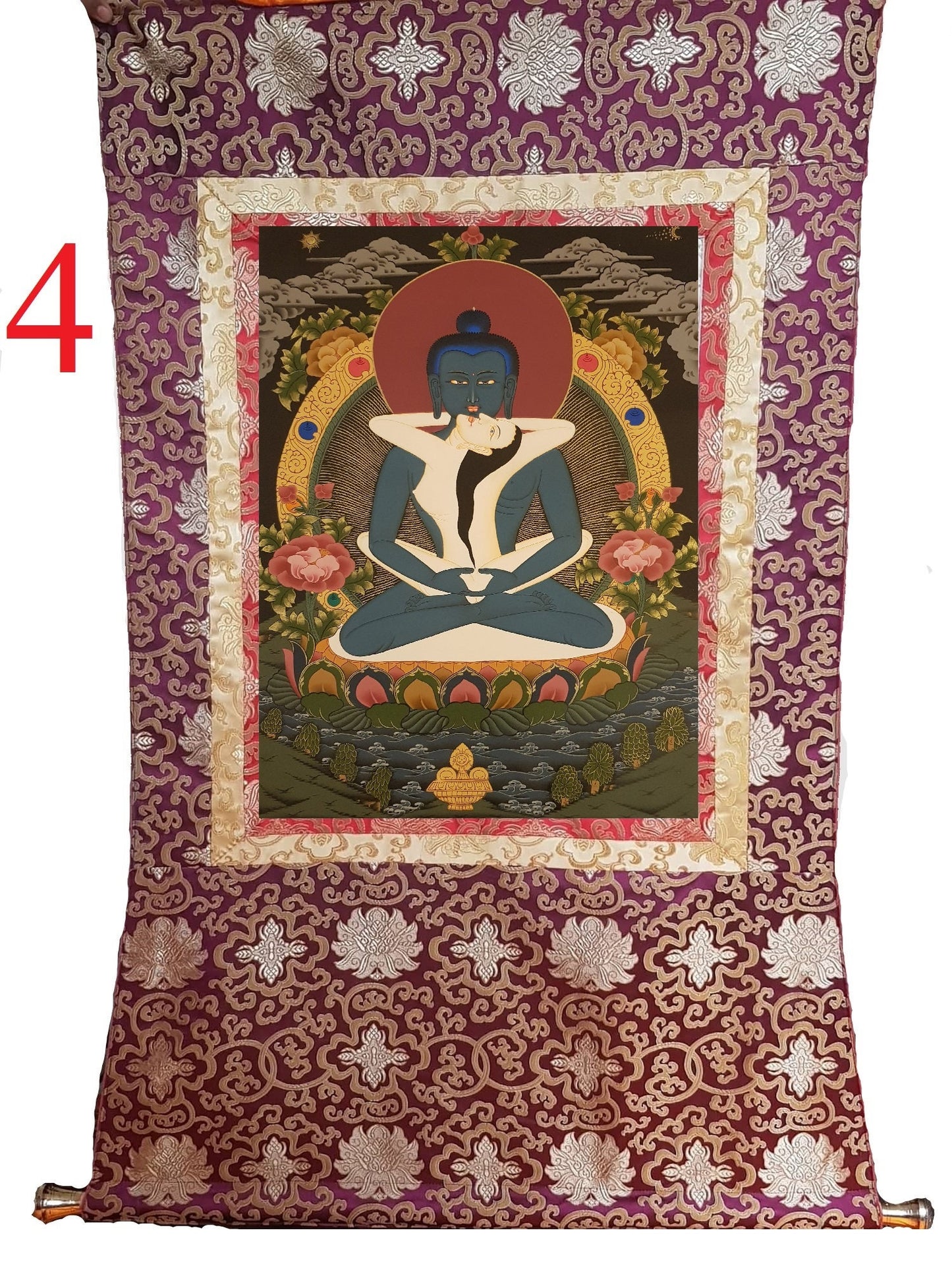 105. Samantabhadra Thangka (Thanka).  Free Brocade / Free Shipping.