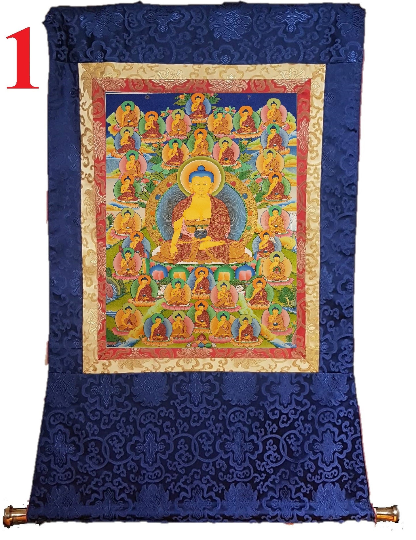 3. 35 Buddha Thangka (Thanka). Free Brocade / Free Shipping.