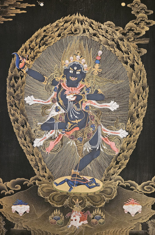 239. Troma Nagmo (Krodh Kali), the Black Wrathful Mother Thangka (Thanka). Free Brocade / Free Shipping.