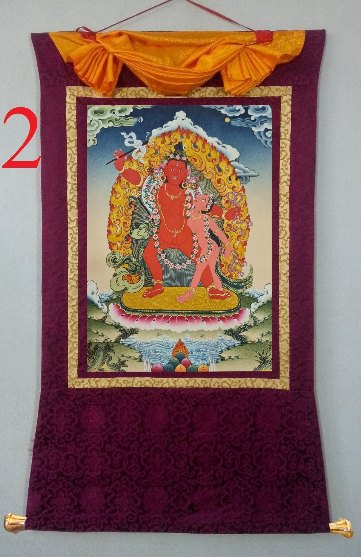 293. Shiva and Parvati Thanka (Thangka). Free Brocade / Free Shipping.