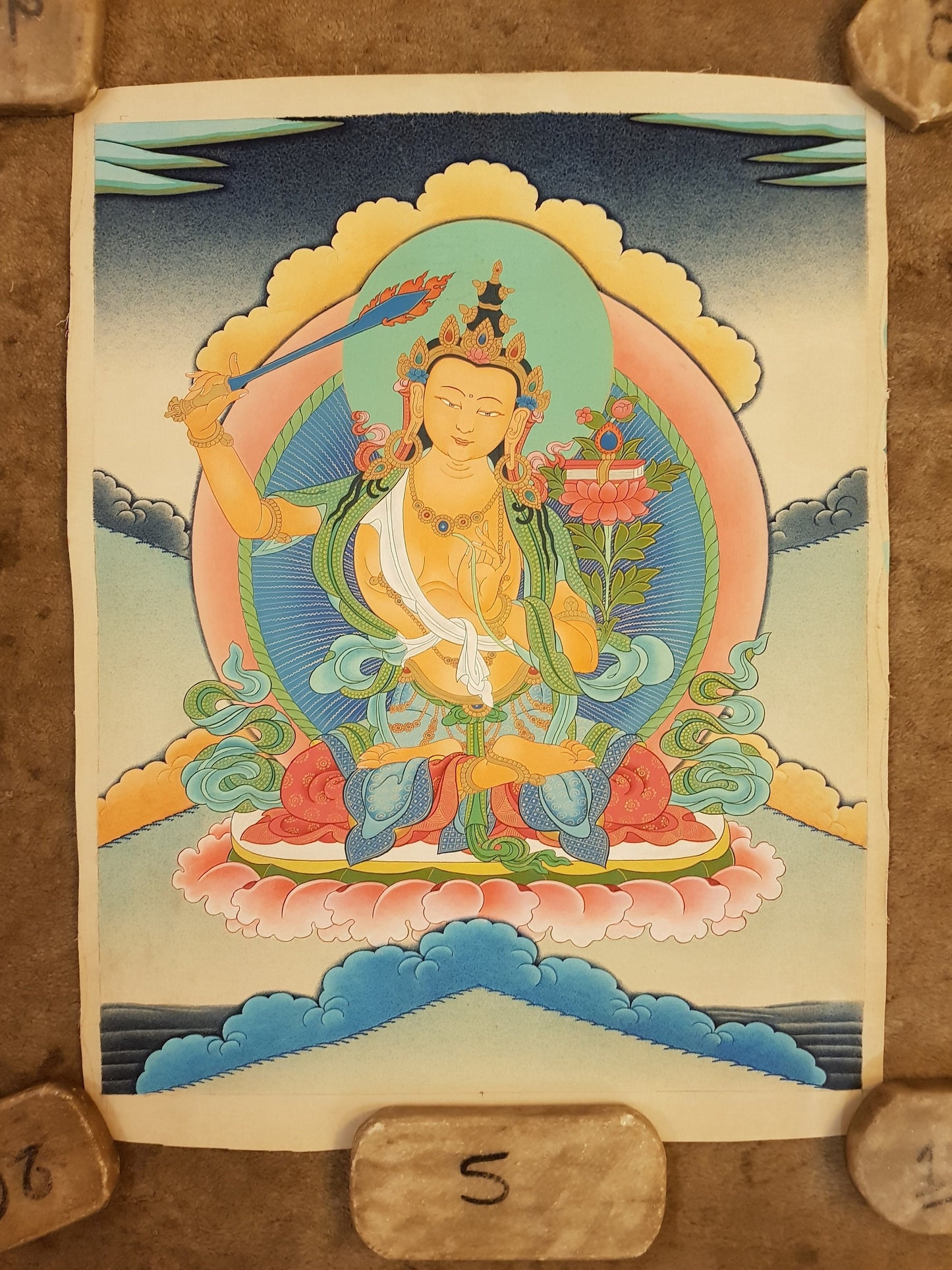 83. Manjushree (Manjushri) Thangka (Thanka). Free Brocade / Free Shipping.