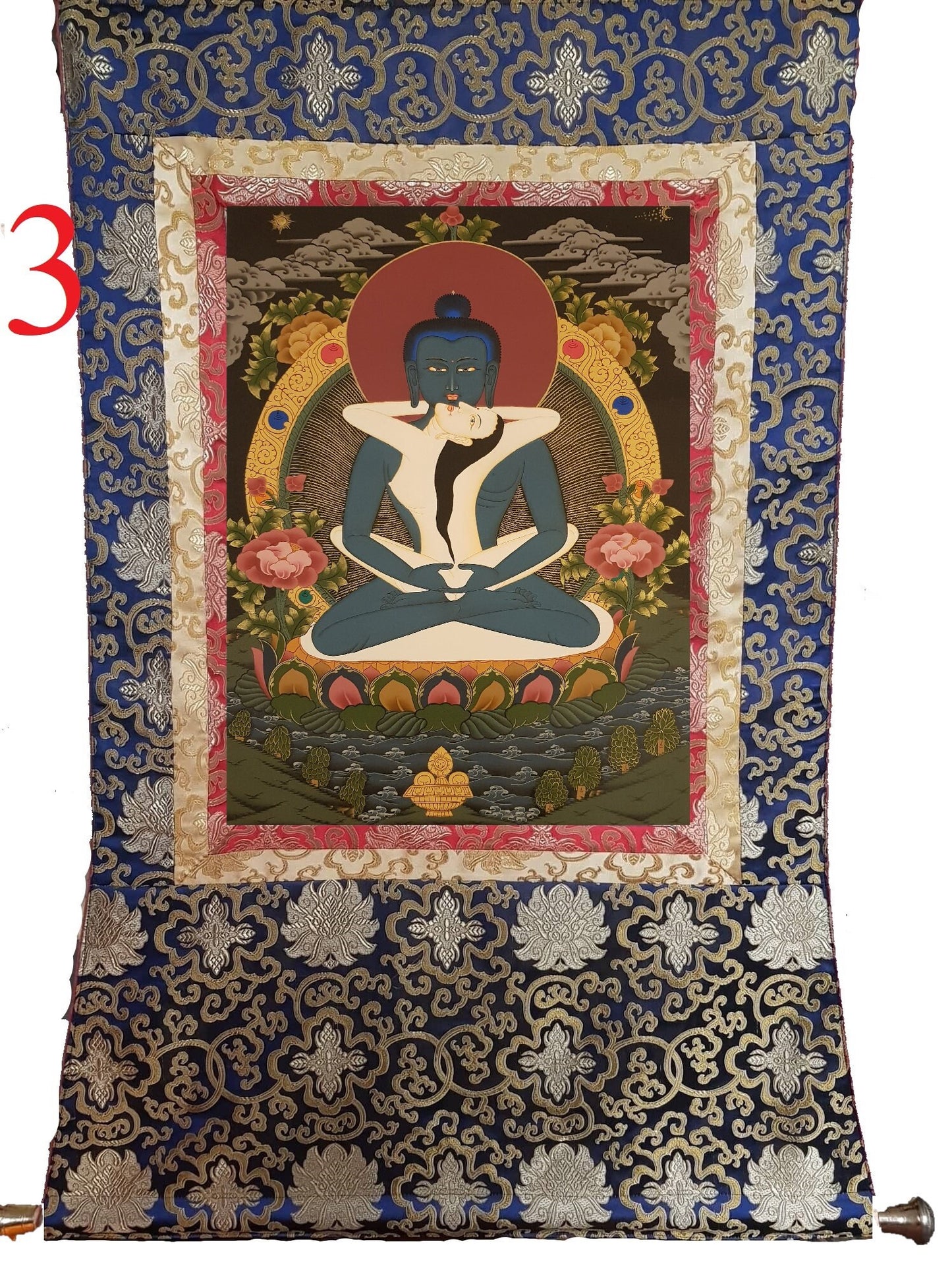 105. Samantabhadra Thangka (Thanka).  Free Brocade / Free Shipping.