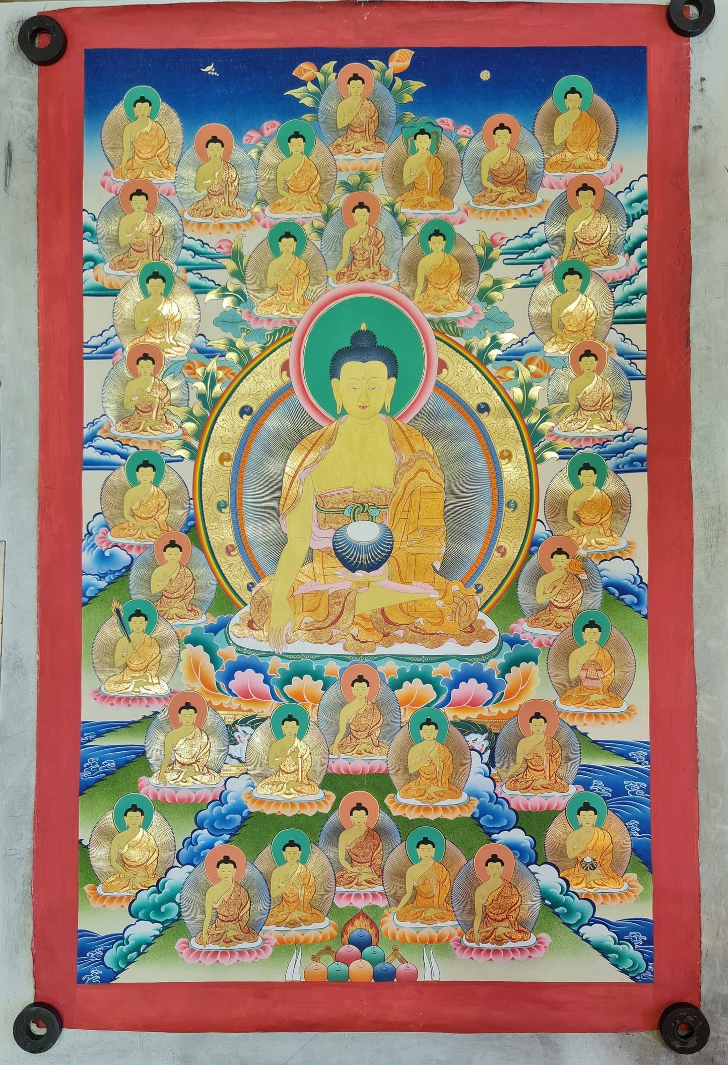 183. 35 Buddha Thangka (Thanka). Free Brocade / Free Shipping.