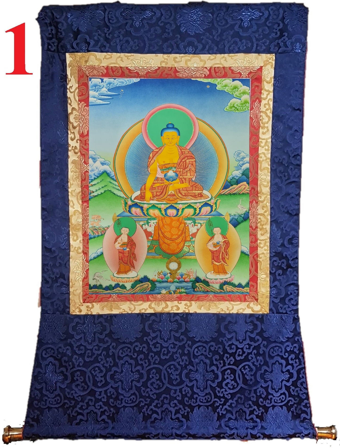 142. Shakyamuni Buddha Thangka (Thanka). Free Brocade / Free Shipping.