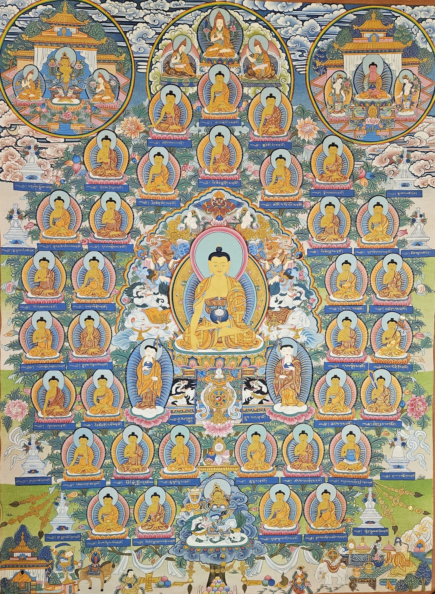 318. 35 Buddha Thangka (Thanka). Free Brocade / Free Shipping.