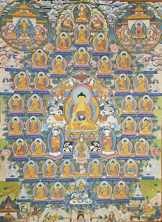 318. 35 Buddha Thangka (Thanka). Free Brocade / Free Shipping.