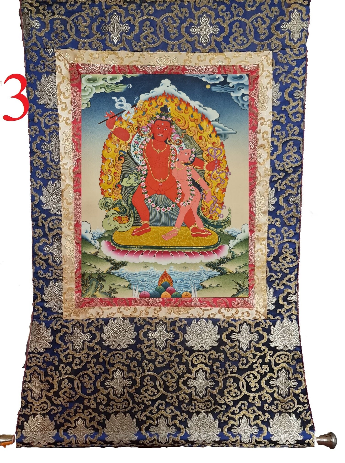 293. Shiva and Parvati Thanka (Thangka). Free Brocade / Free Shipping.