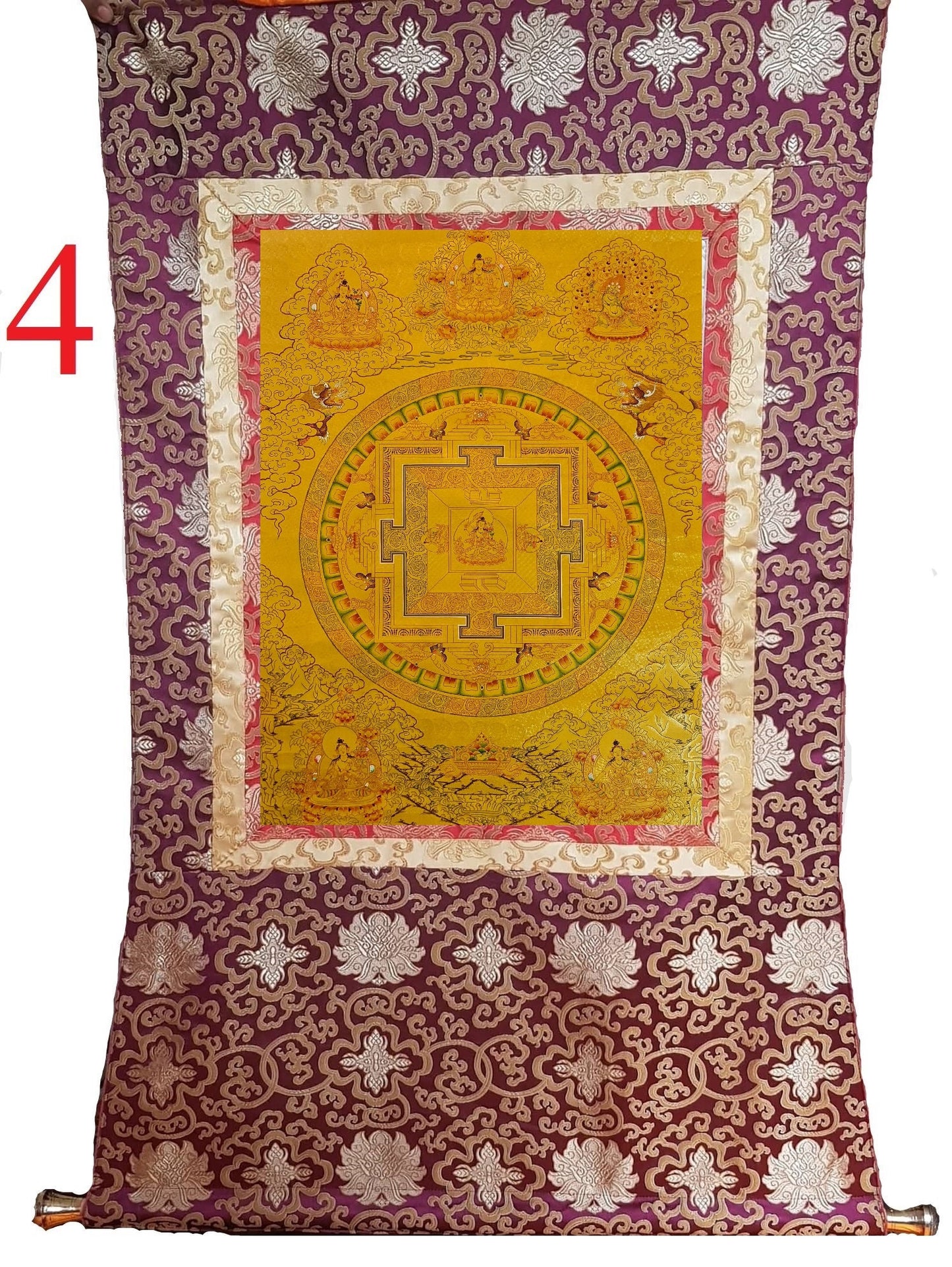215. Manjushree (Manjushri) Mandala Thangka (Thanka). Free Brocade / Free Shipping.