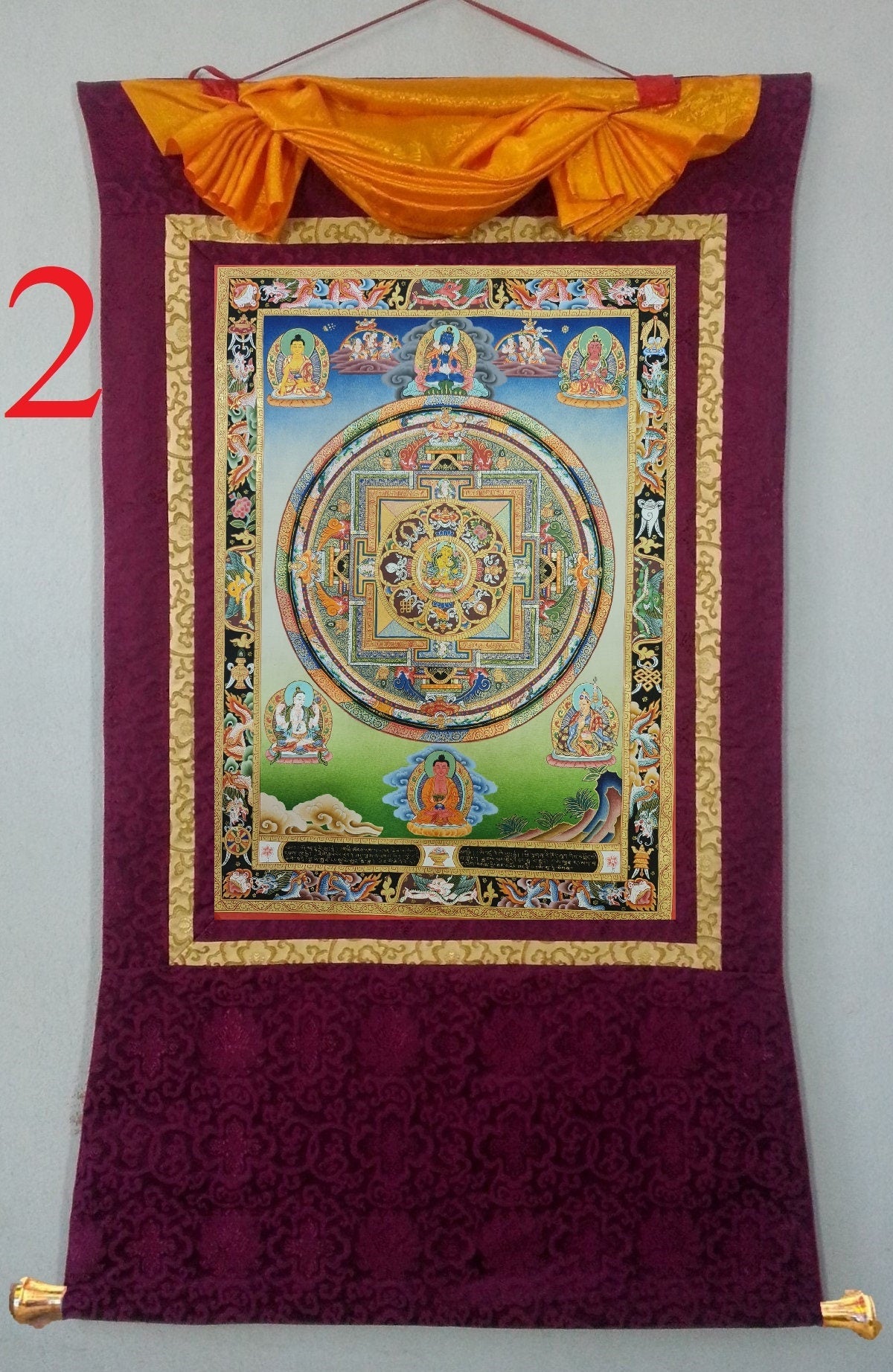 147. Manjushri (Manjushree) Mandala Thangka (Thanka). Free Brocade / Free Shipping.