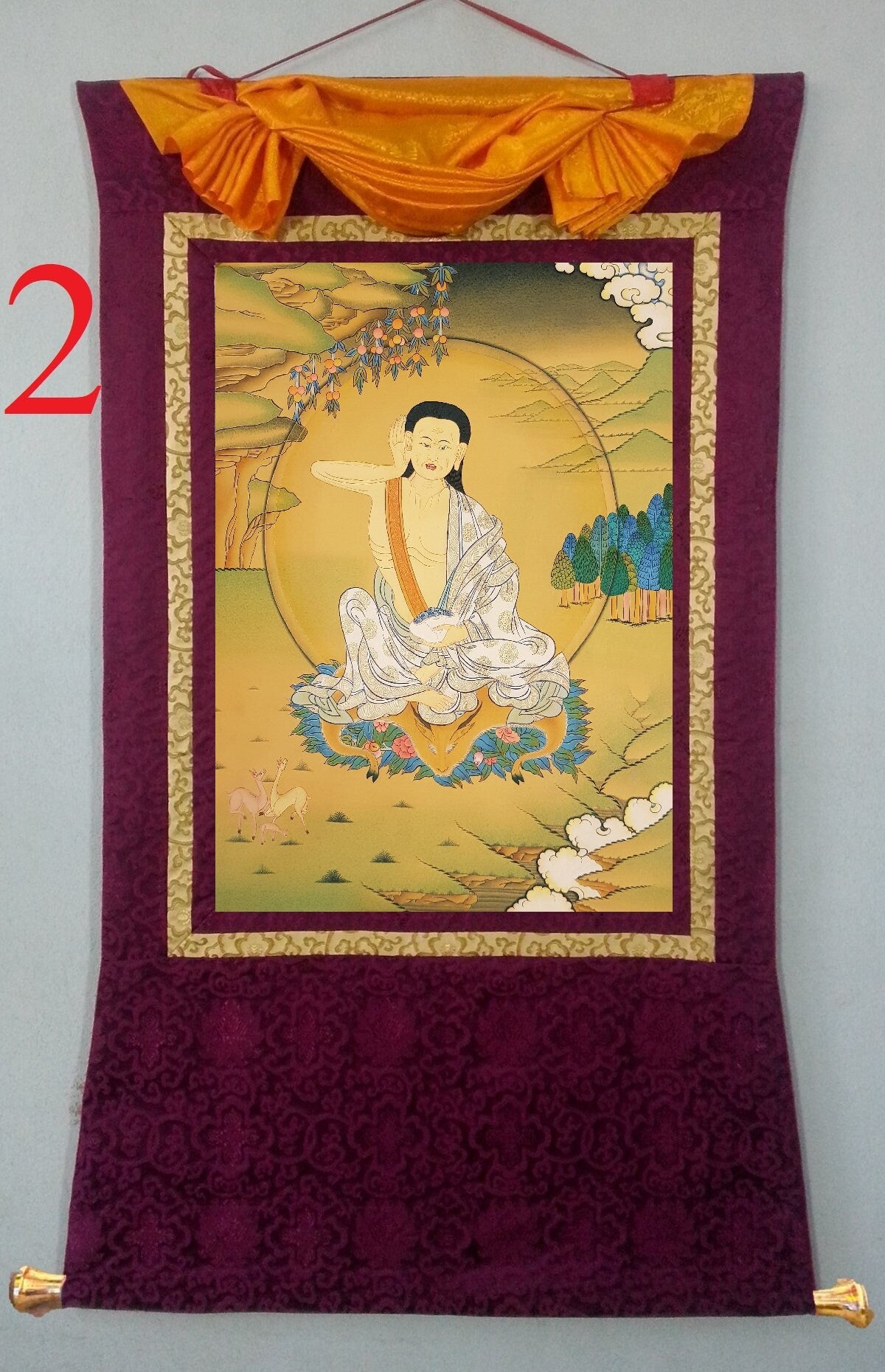 97. Milarepa Thangka (Thanka). Free Brocade / Free Shipping.