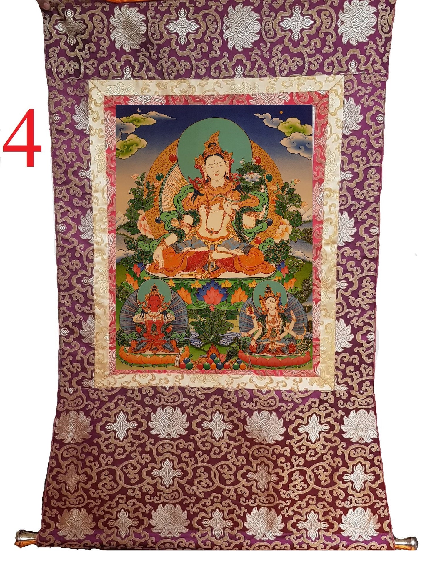 149. White Tara Thangka (Thanka). Free Brocade / Free Shipping.