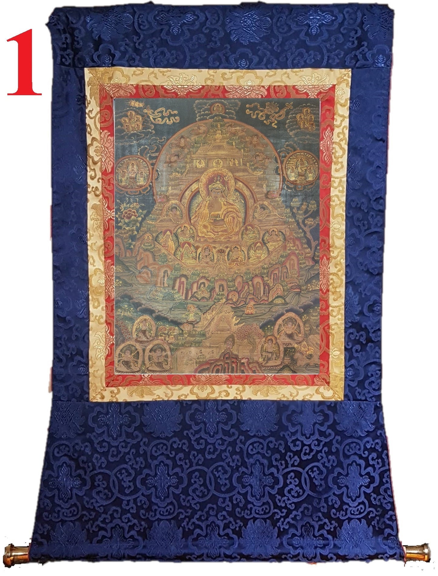 201. Sangdo Palri (Zangdok Palri) Thanka with Thick Canvas. 20 Years Old. Free Brocade / Free Shipping.