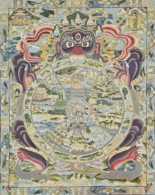 262. Wheel of Life (Samsara) Thangka (Thanka). Free Brocade / Free Shipping.