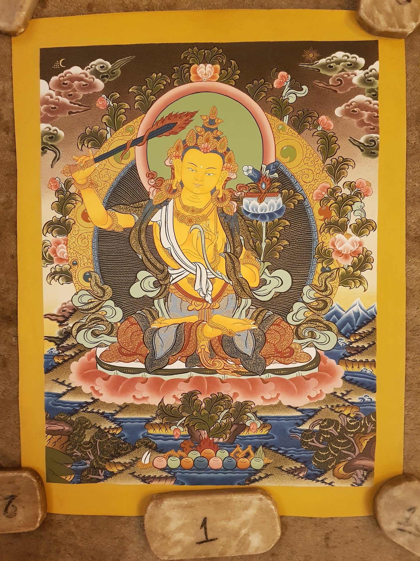 79. Manjushree (Manjushri) Thangka (Thanka). Free Brocade / Free Shipping.